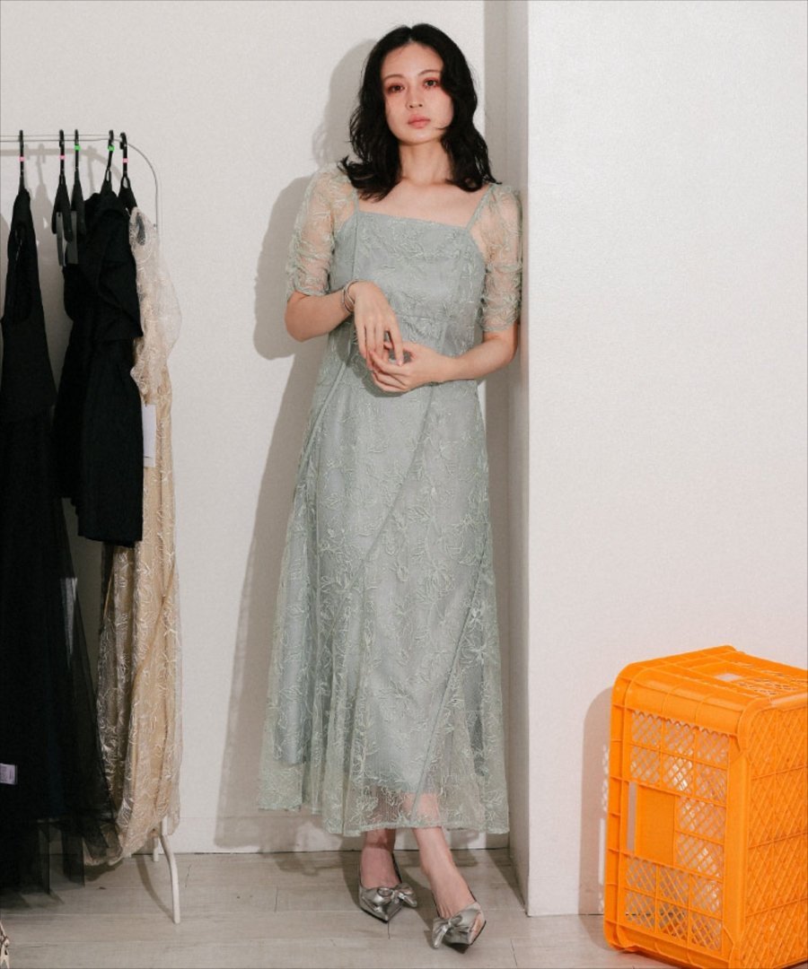 ANDRESD wave piping frare dress ドノバン ワンピース・ドレス ドレス ブラック イエロー グリーン【送料無料】