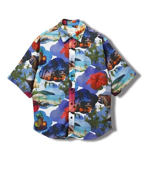 【SALE／10%OFF】CORISCO CORISCOカットサッカー総柄プリント半袖シャツ(MENS)(WOMENS) サンコーバザール トップス シャツ・ブラウス【送料無料】