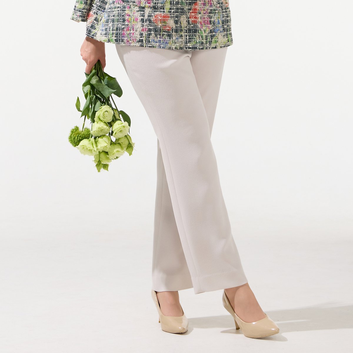 Liliane Burty 【13~25号/セットアップ対応】デニットストレートパンツ リリアンビューティ パンツ その他のパンツ ベージュ ネイビー