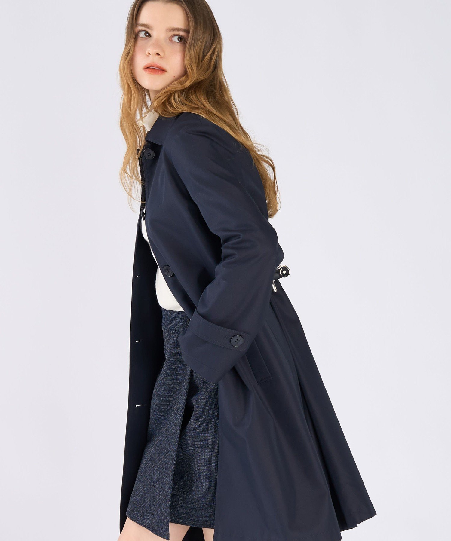 . ツイル Aライン コート "Pimilico" アニエスベー ジャケット・アウター その他のジャケット・アウター ネイビー