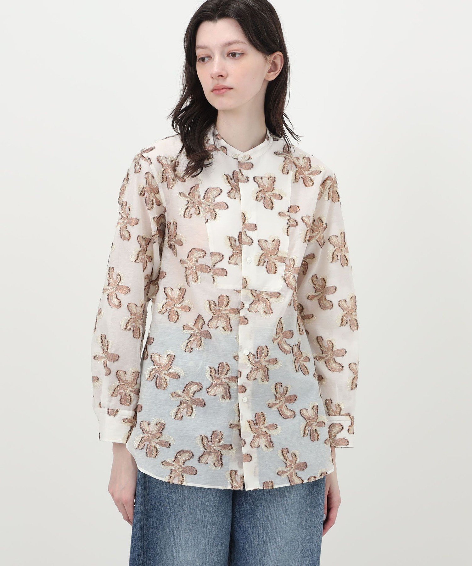 MACPHEE バイカラージャカード ボザムチュニックシャツ トゥモローランド トップス シャツ・ブラウス ゴールド