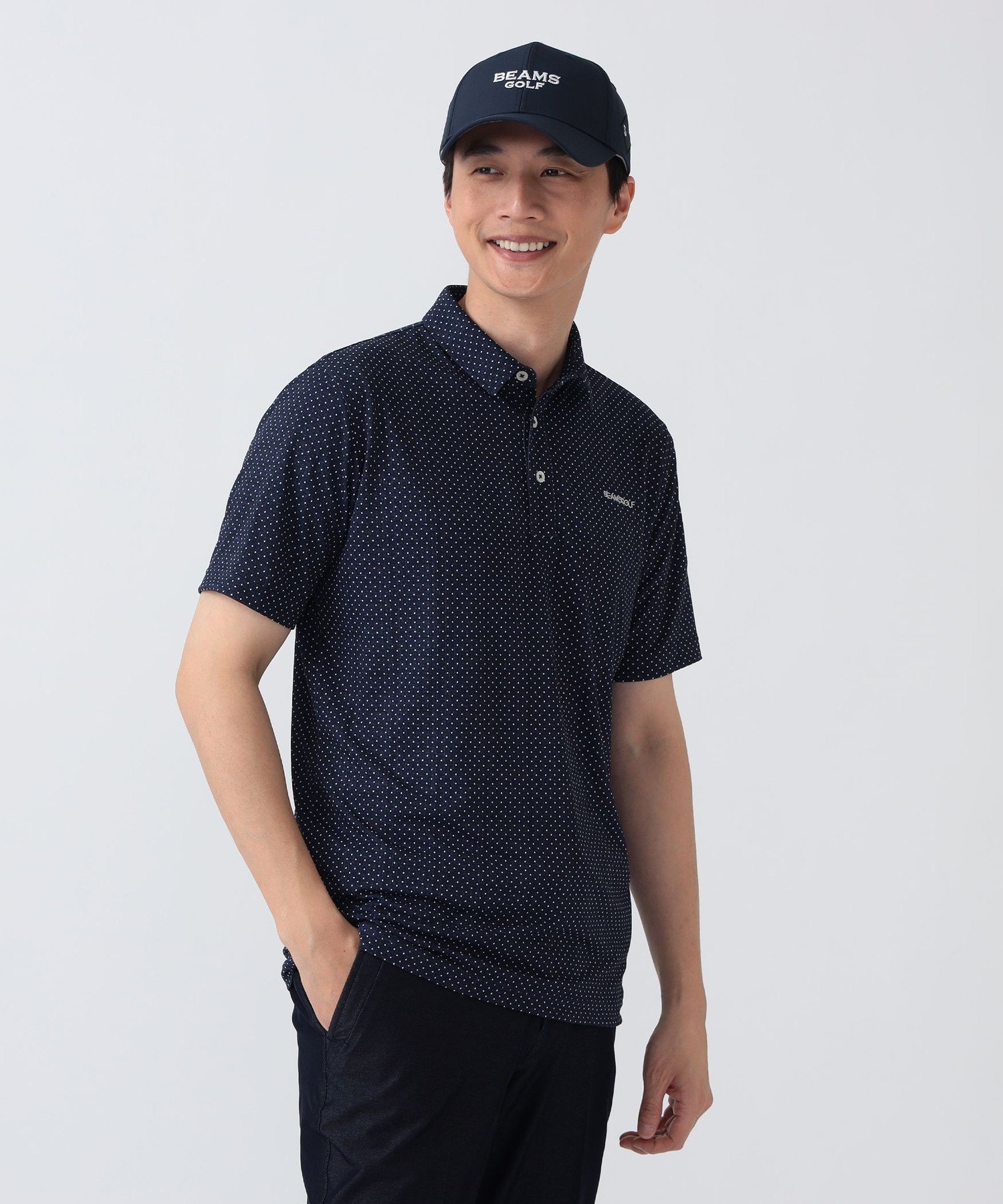 BEAMS GOLF PURPLE LABEL PURPLE LABEL / ドット柄 プリント シャツ ビームス ゴルフ トップス ポロシャツ ネイビー グリーン【送料無料】