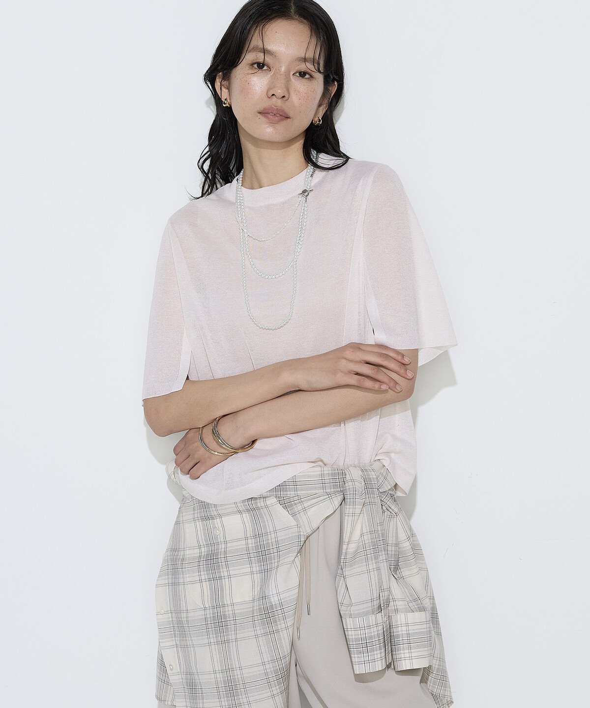 Crew Neck - 【SALE／10%OFF】COMME CA S-SIZE [ Sサイズ ] レーヨンイタリア糸 半袖プルオーバー コムサ トップス ニット ブルー ネイビー ベージュ【送料無料】