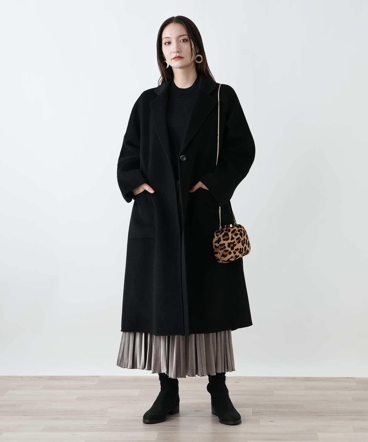 Leilian リバーチェスターコート【25年11月カタログ】 レリアン ジャケット・アウター ステンカラーコート ベージュ ブラック