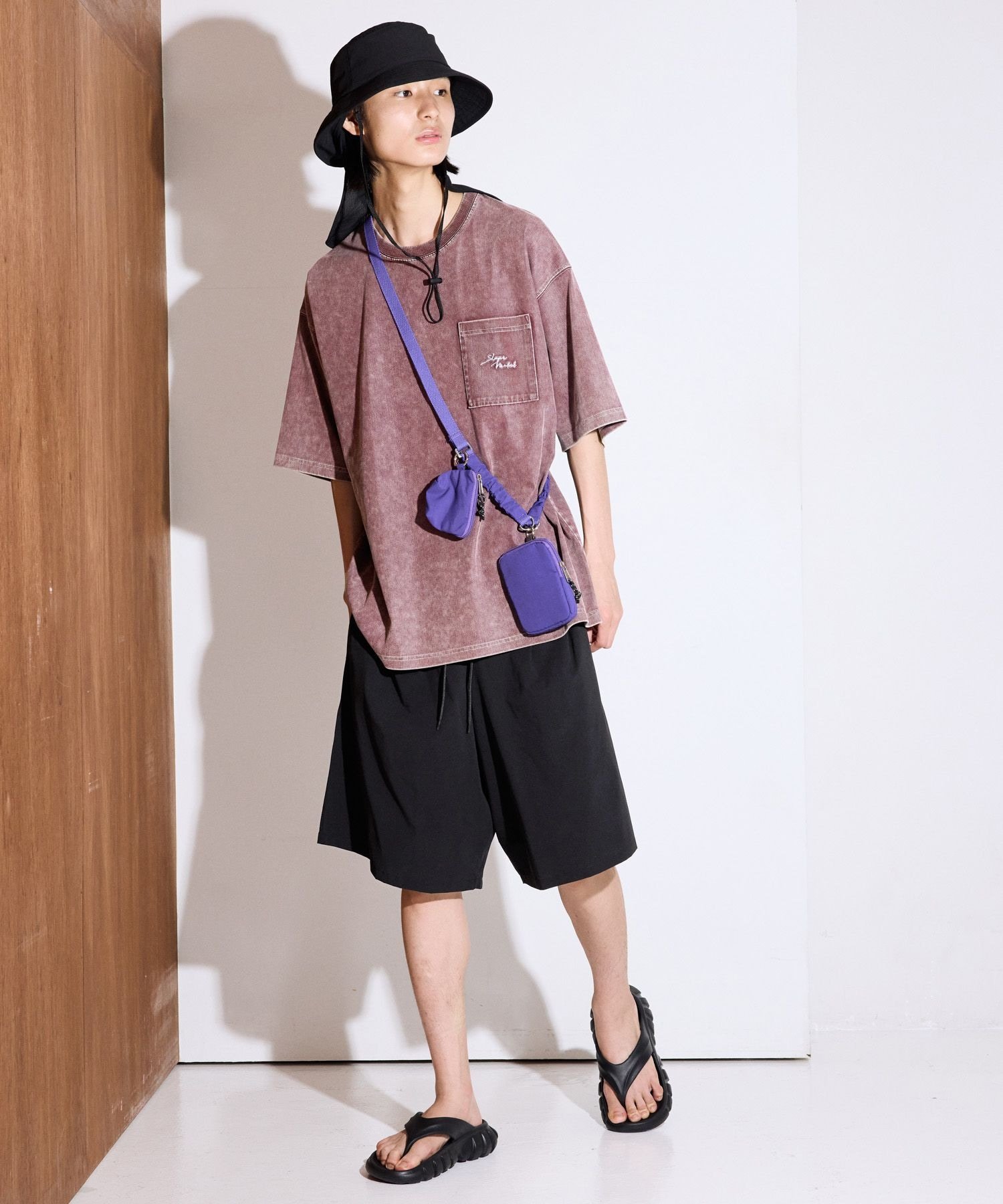 LAKOLE ＜接触冷感＞シックフェードT ラコレ トップス カットソー・Tシャツ ブルー ホワイト ワインレッド グリーン ブラック イエロー