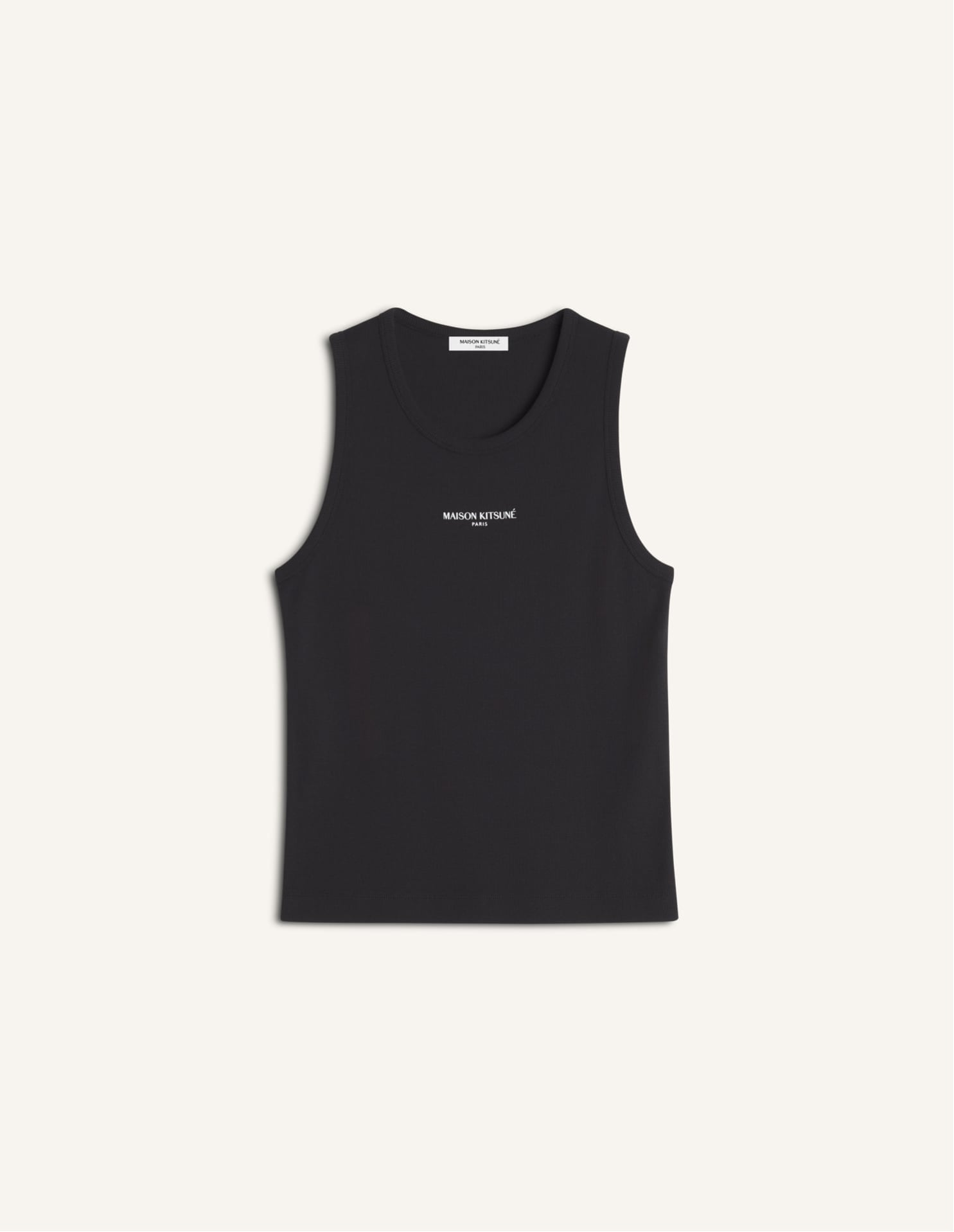Maison Kitsune Maison Kitsune/(M)MAISON KITSUNÉ PARIS RIBBED TANK TOP メゾン キツネ トップス ノースリーブ・タンクトップ ホワイト ブラック【送料無料】