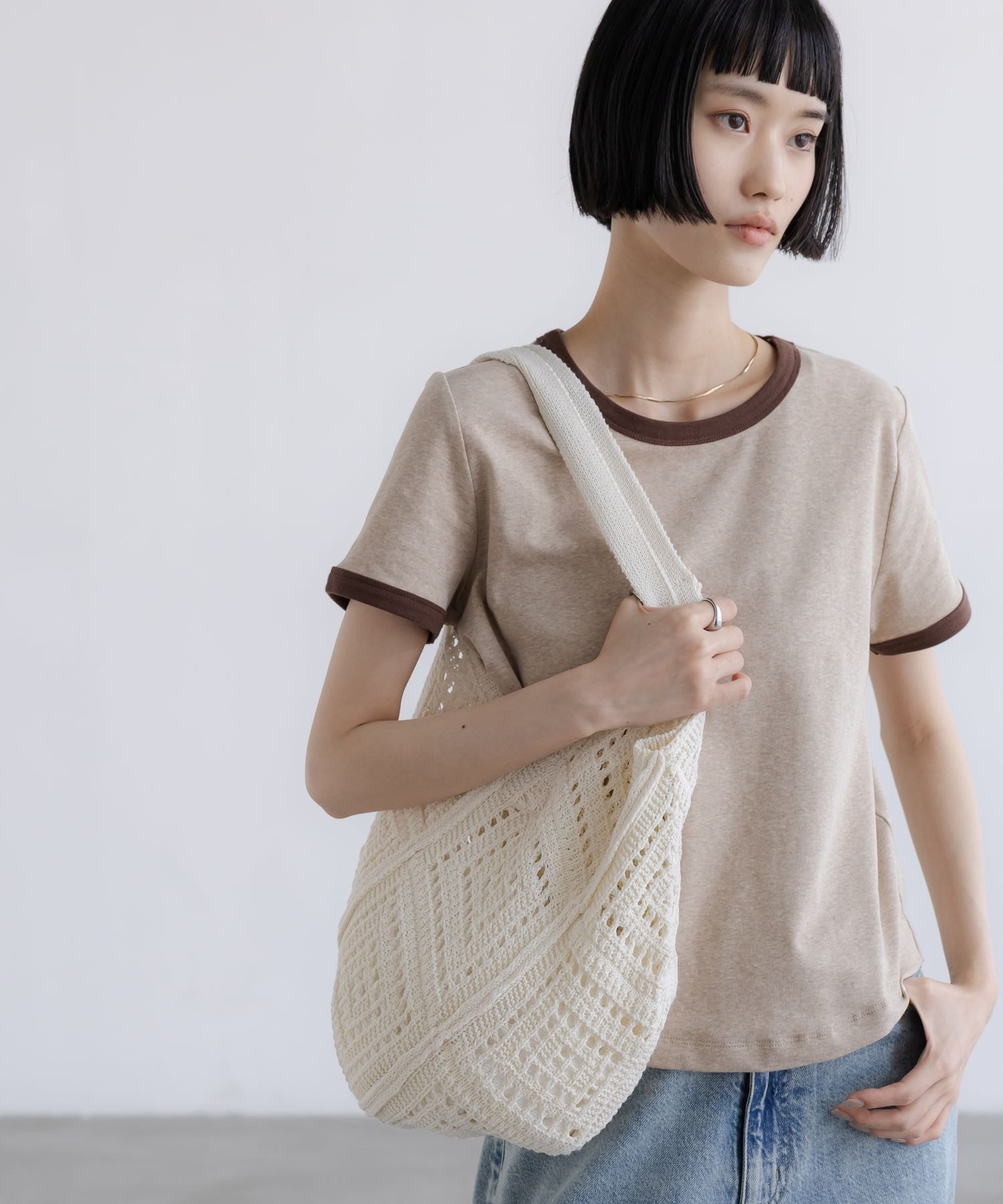 LOWRYS FARM ニットトートBAG ローリーズファーム バッグ トートバッグ ホワイト レッド【送料無料】