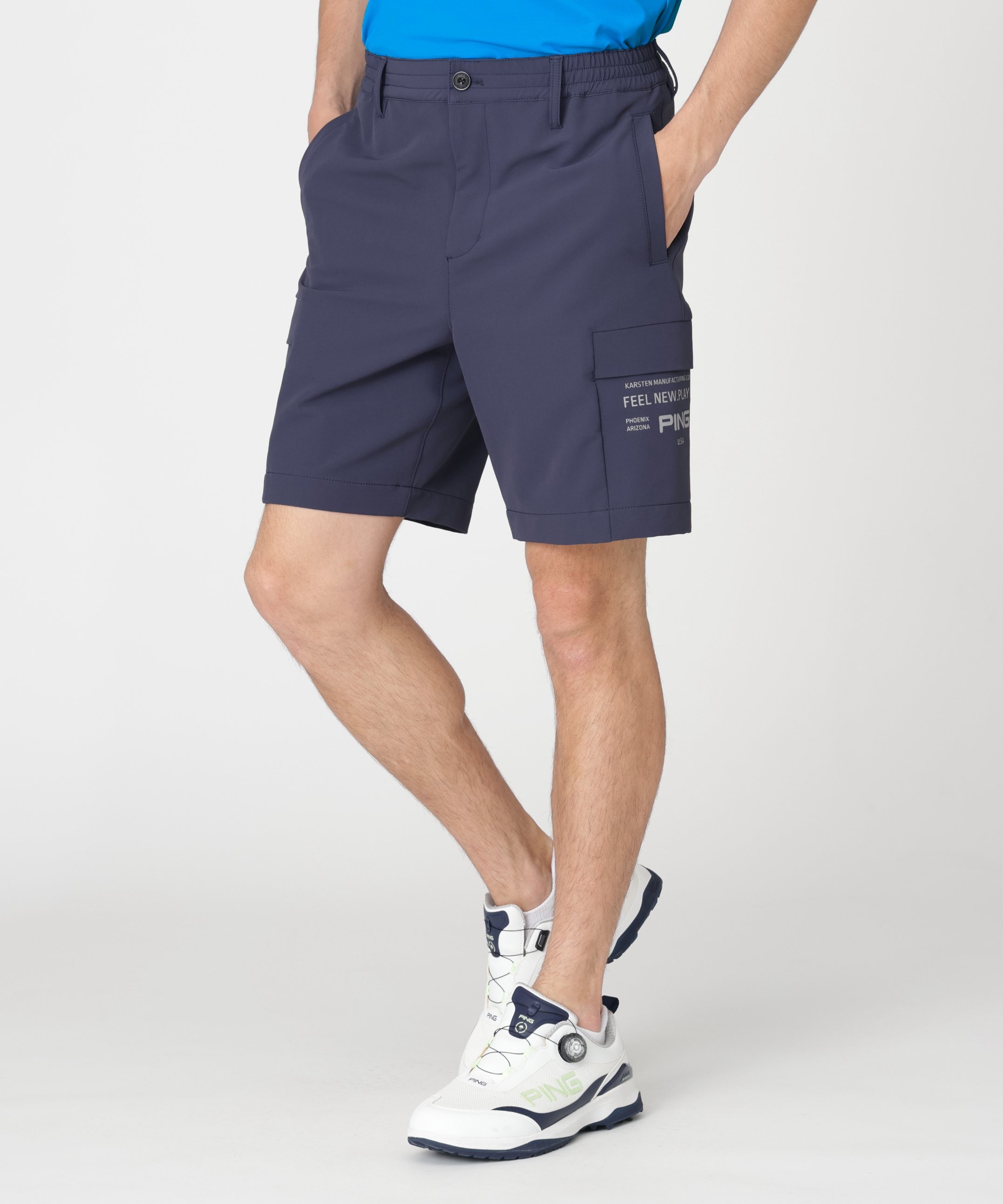 PING APPAREL [PING APPAREL][UVカット・吸水速乾]ダブルストレッチフラップショートパンツ (MENS) ピン アパレル トップス ベスト・ジレ ホワイト ネイビー ベージュ【送料無料】