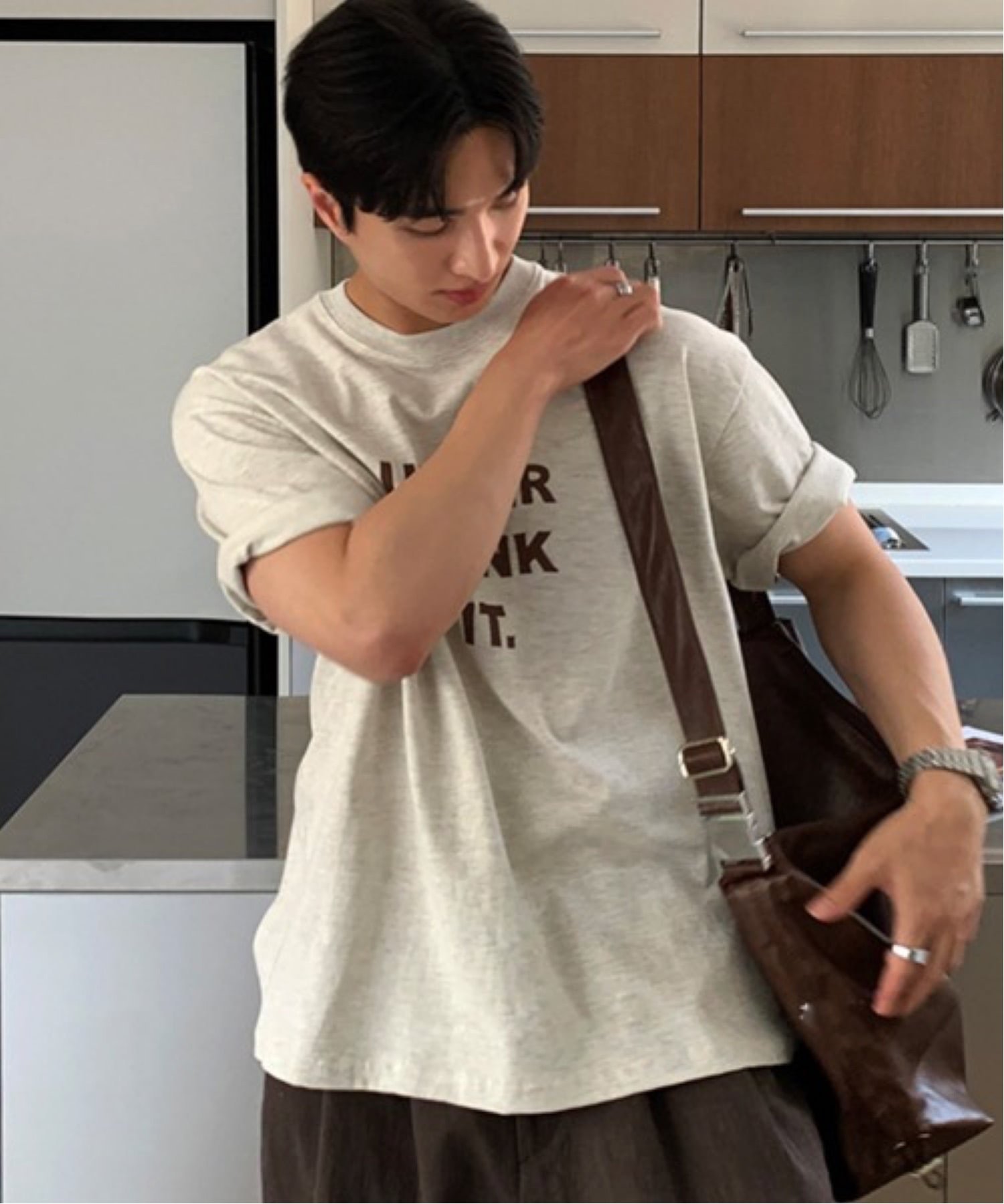 NOWLE NOWLE/(M)【NOWLE】メッセージロゴ プリント クルーネック 半袖 Tシャツ チェルカ トップス カットソー・Tシャツ ホワイト グレー