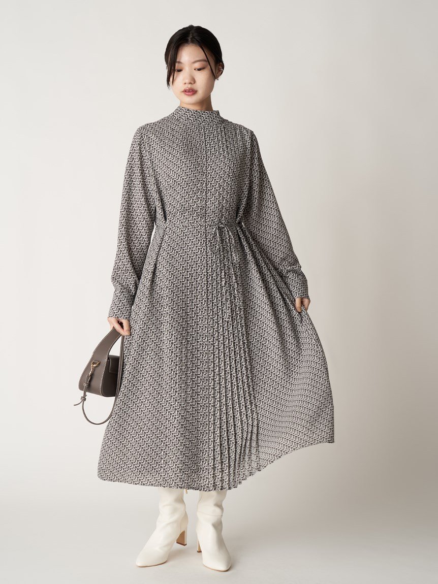 【SALE／50%OFF】CELFORD ボウタイAラインプリーツワンピース セルフォード ワンピース・ドレス その他のワンピース・ドレス グレー ベージュ ネイビー【送料無料】のサムネイル