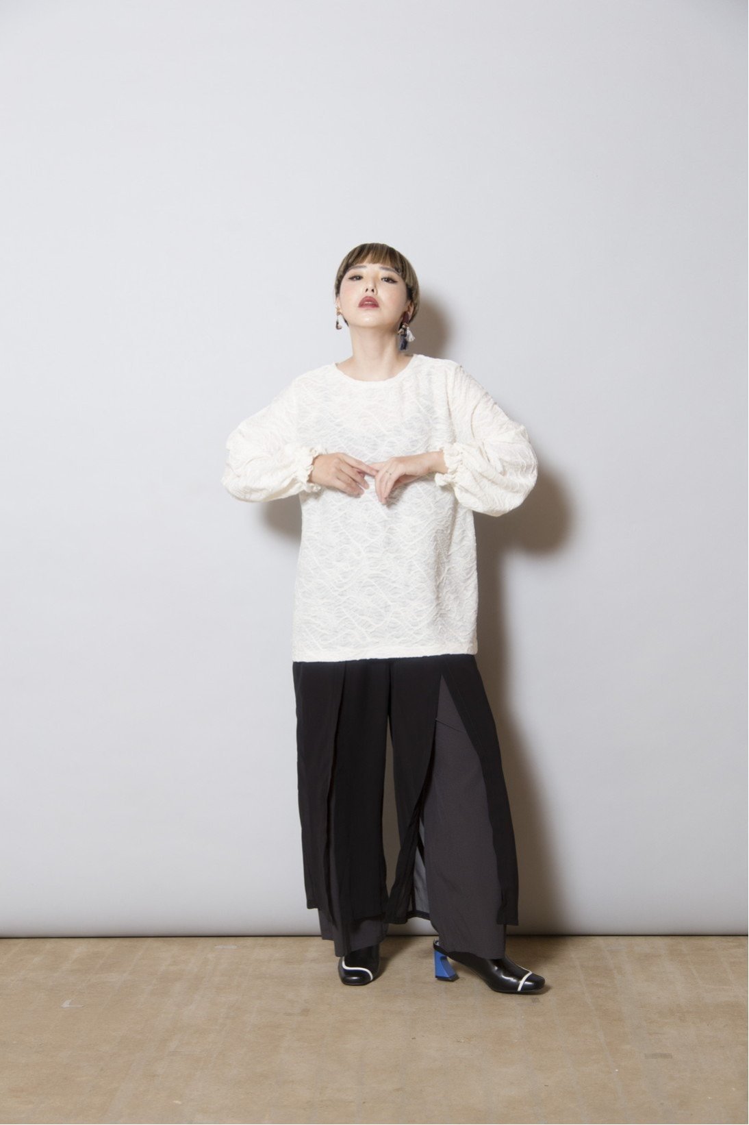 OSMOSIS ウェーブジャガードプルオーバー オズモーシス トップス カットソー・Tシャツ グリーン ブラック ホワイト