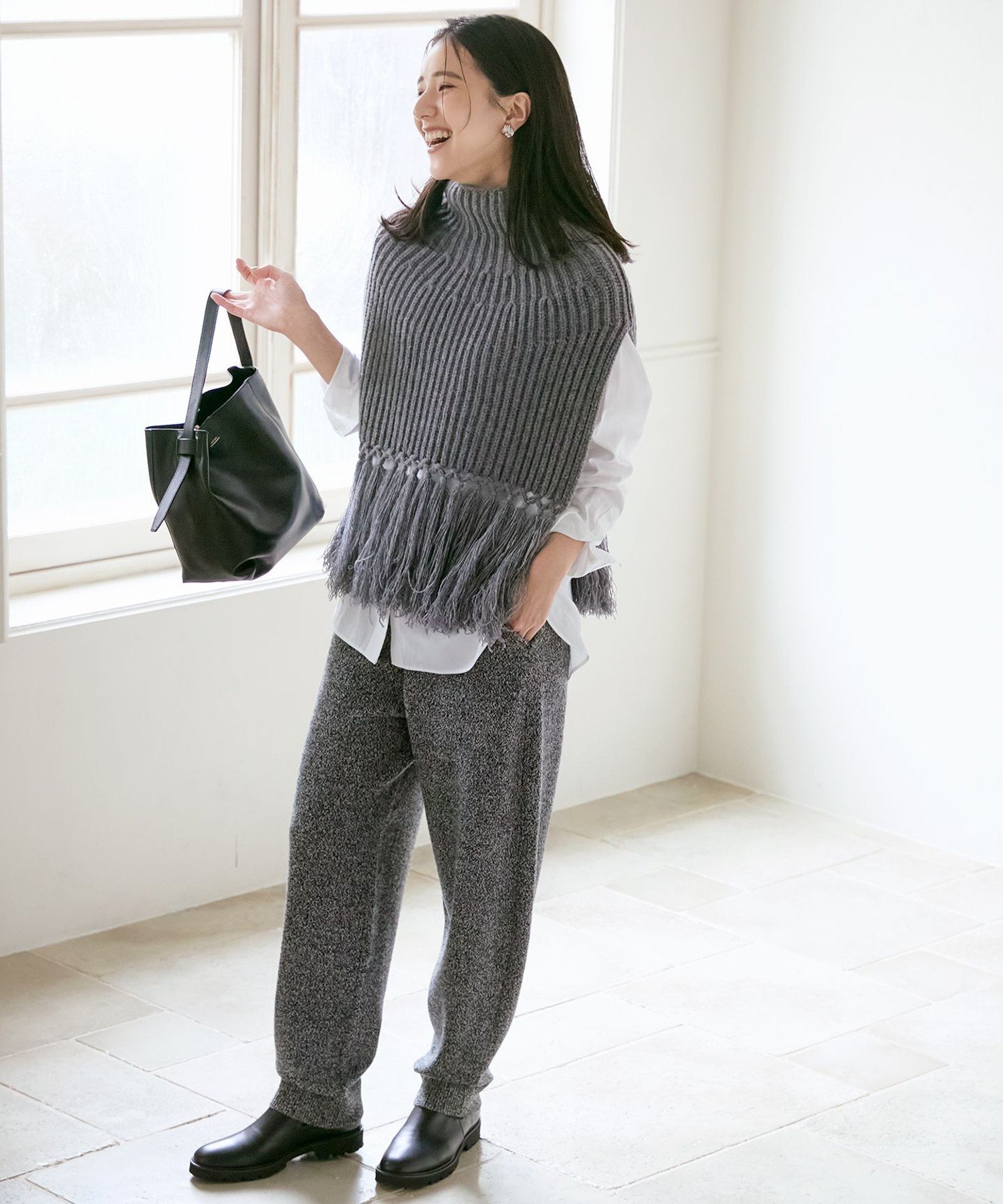 23区 L 【SLOW/一部店舗限定】ニットトータル パンツ ニジュウサンク パンツ その他のパンツ ブラック