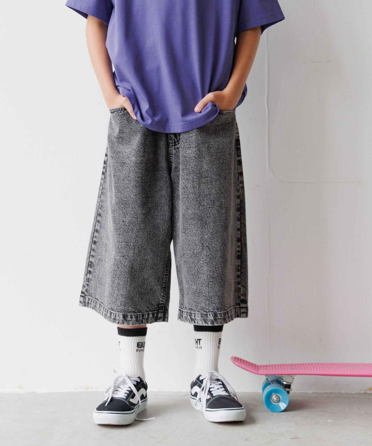 【SALE／50%OFF】GLOBAL WORK GOODデニムハーフパンツ/キッズ/324617 グローバルワーク パンツ その他のパンツ ブルー ブラックのサムネイル