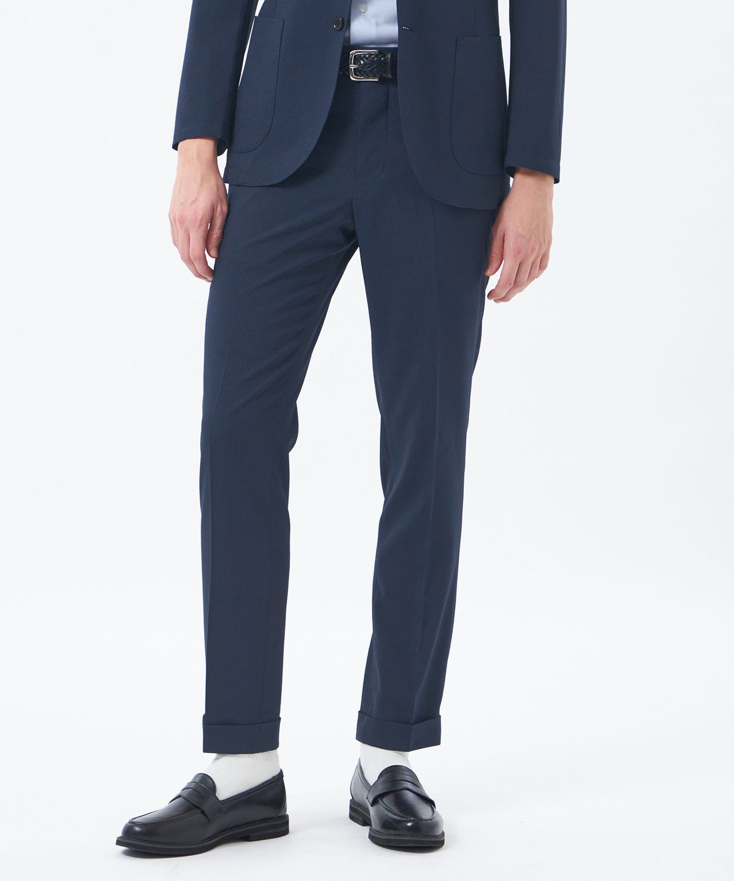 MACKINTOSH PHILOSOPHY 【WEB&一部店舗限定】トロッター ウルトラライトパンツ サッカーストライプ マッキントッシュ フィロソフィー パンツ スラックス・ドレスパンツ ネイビー グリーン【送料無料】