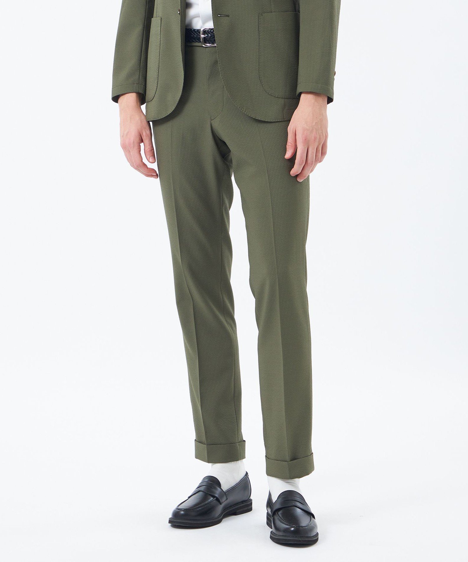 MACKINTOSH PHILOSOPHY 【WEB&一部店舗限定】トロッター ウルトラライトパンツ サッカーストライプ マッキントッシュ フィロソフィー パンツ スラックス・ドレスパンツ ネイビー グリーン【送料無料】