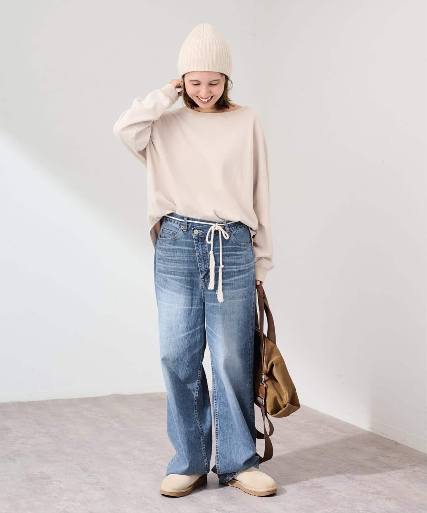 BIG JOHN*BETTER THAN GOOD SLEEK WIDE LEG デニム フレームワーク パンツ ジーンズ・デニムパンツ ブルー