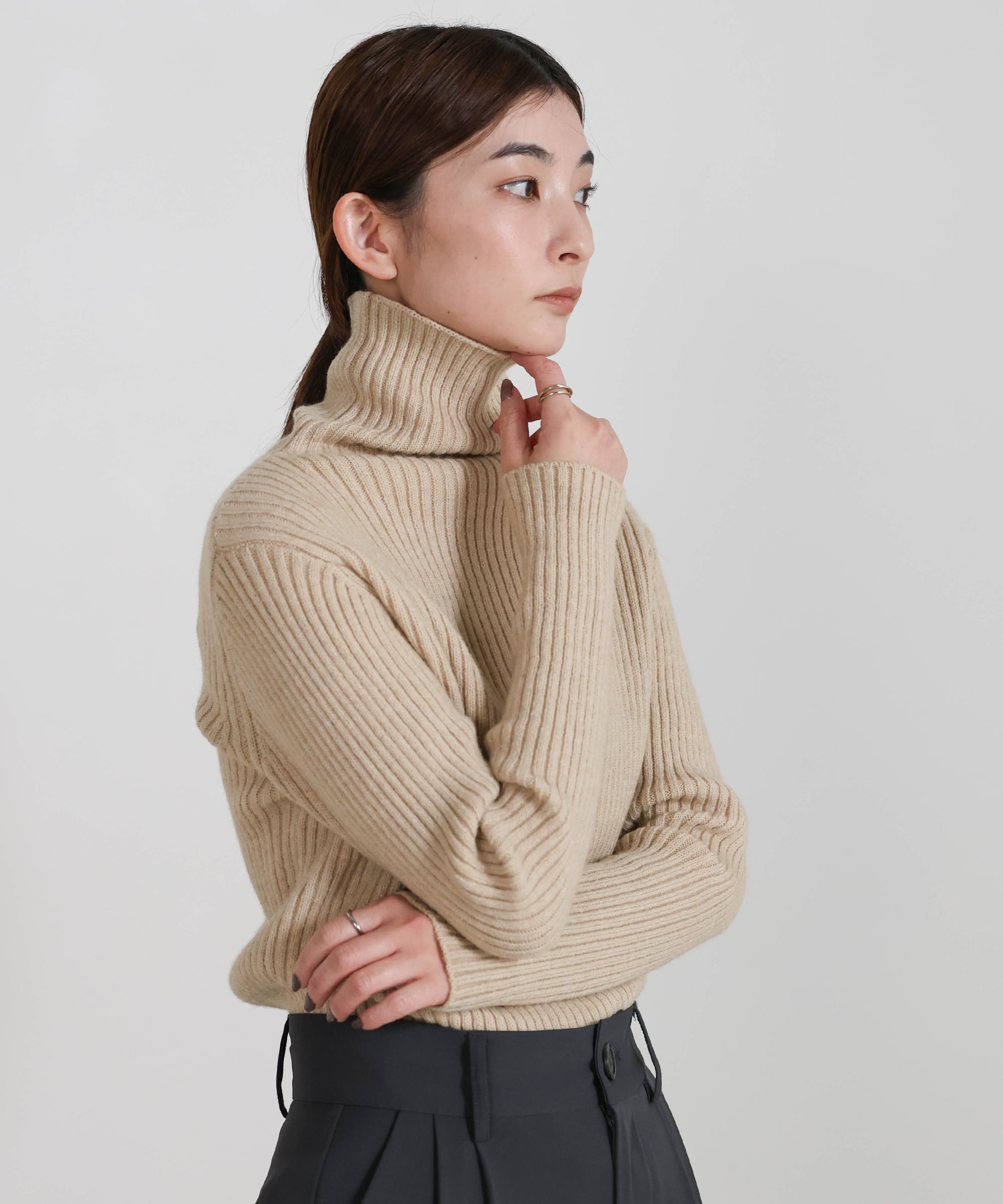 SELECT MOCA 【12色展開】タートルネックリブニット セレクトモカ トップス ニット