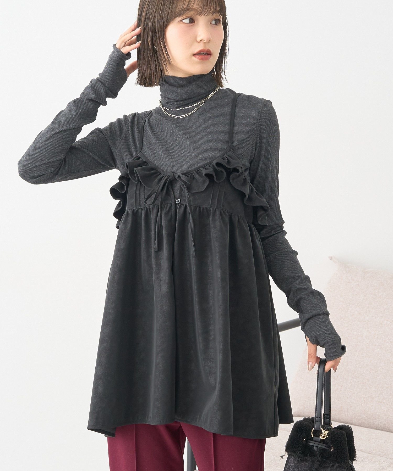 【SALE／30%OFF】earth music&ecology フェイクレザーキャミチュニック アースミュージック&エコロジー..