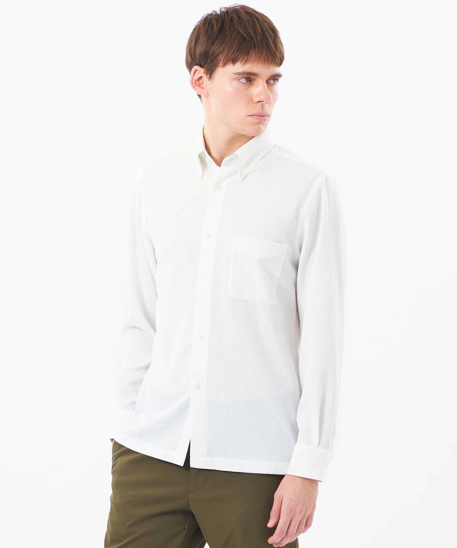 MACKINTOSH PHILOSOPHY 【WEB&一部店舗限定】トロッター スクエアボタンダウン長袖シャツ サッカーストライプ マッキントッシュ フィロソフィー トップス シャツ・ブラウス グリーン ブルー ネイビー ホワイト【送料無料】