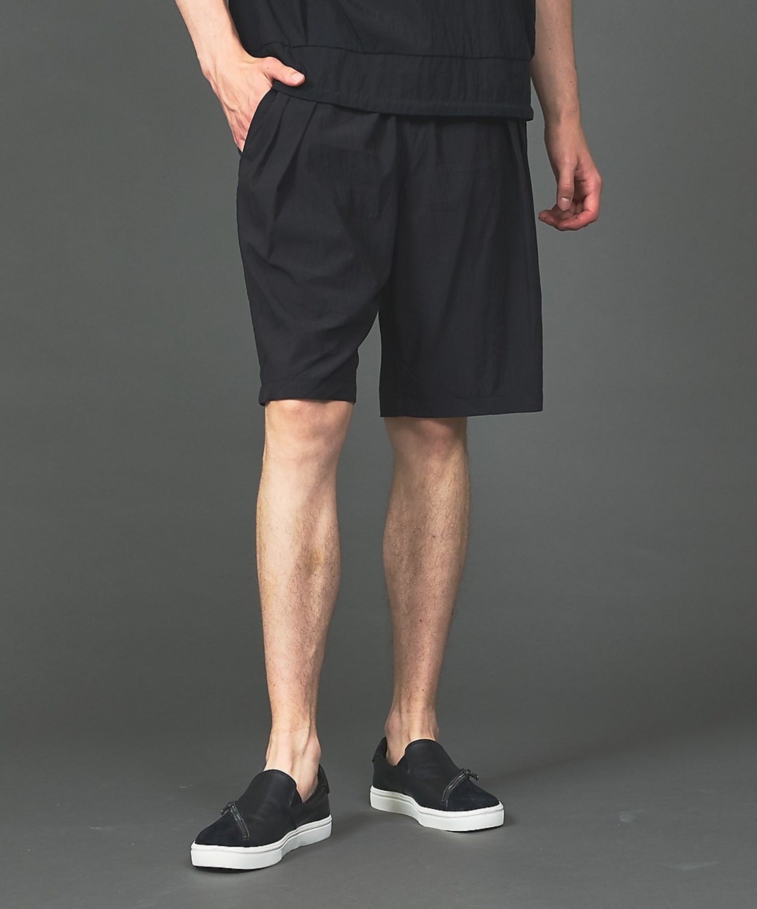 5351POUR LES HOMMES 【セットアップ対応】セルロース ナイロン 2タック ショートパンツ ゴーサンゴーイチプールオム パンツ その他のパンツ グレー ブラック