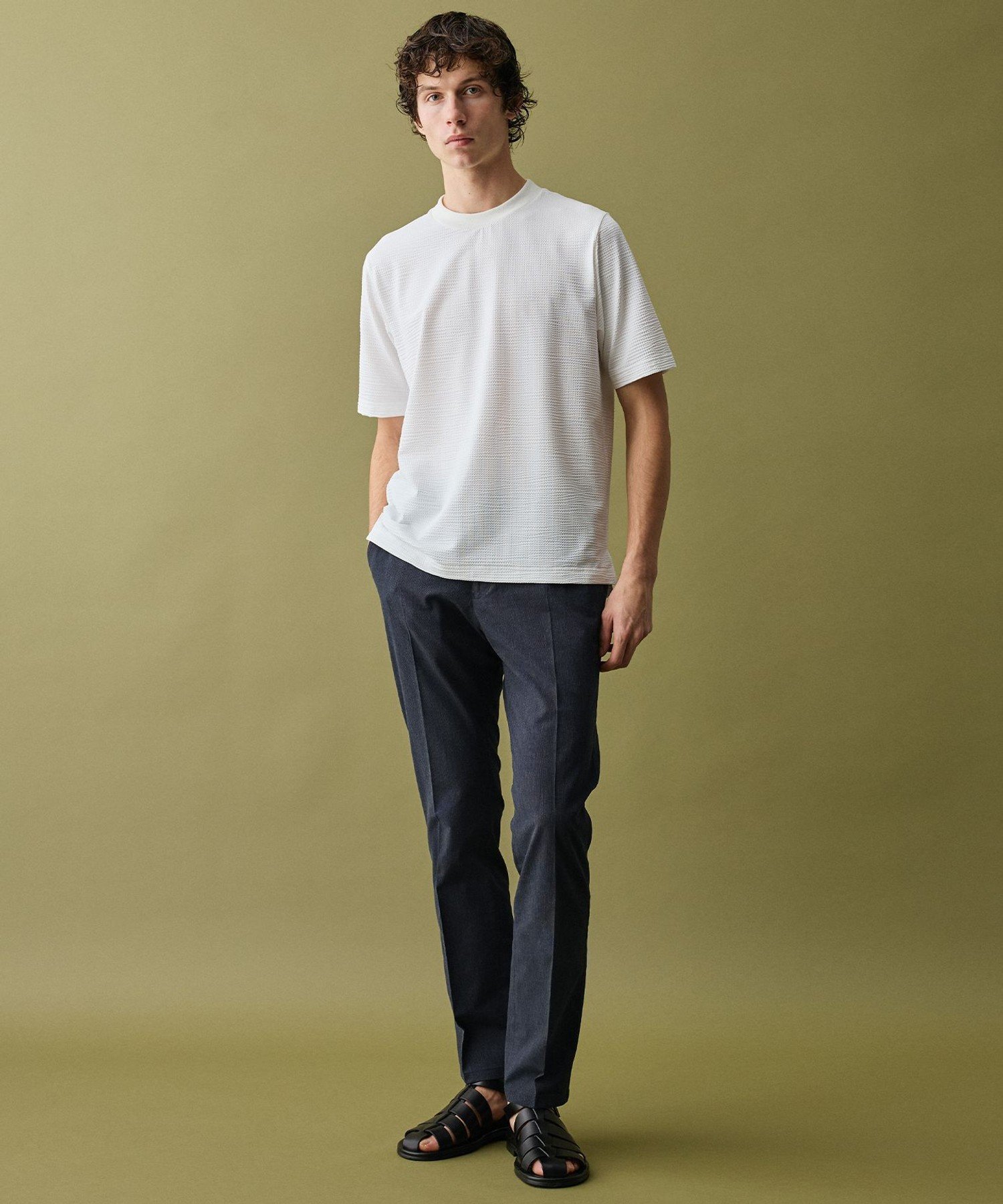 ABBOUD 【イタリア素材/清涼】ジャージーサッカー Tシャツ ジョセフアブード トップス カットソー・Tシャツ ネイビー ホワイト