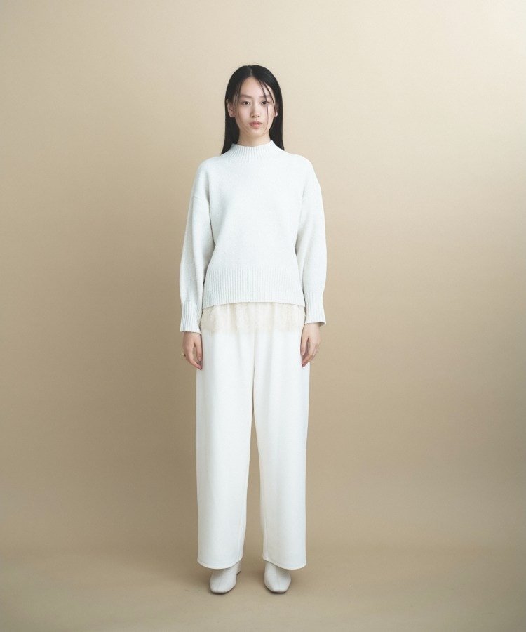 cloenc 【美フォルム】ラメハイネックニット クロエンス トップス ニット パープル ホワイト レッド ワインレッド グレー【送料無料】