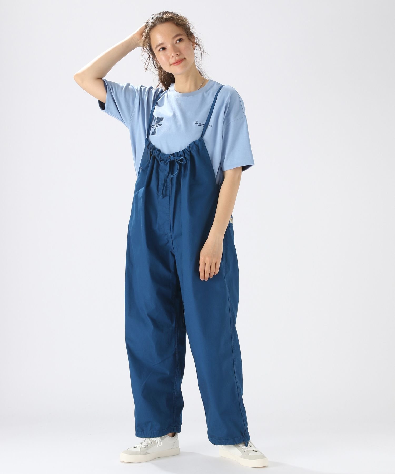 【SALE／20%OFF】niko and... (W)ミリタリーギャザーサロペ ニコアンド オールインワン・オーバーオール オーバーオール・サロペット ネイビー ベージュ カーキ グレー【送料無料】のサムネイル