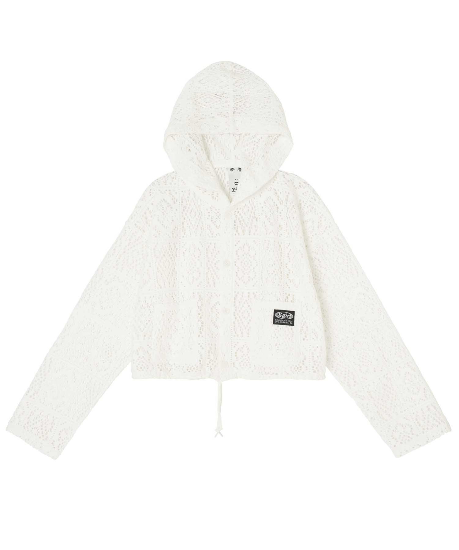 【SALE／50%OFF】X-girl CROCHET CROPPED CARDIGAN エックスガール トップス カットソー・Tシャツ ブルー ホワイト ブラック【送料無料】