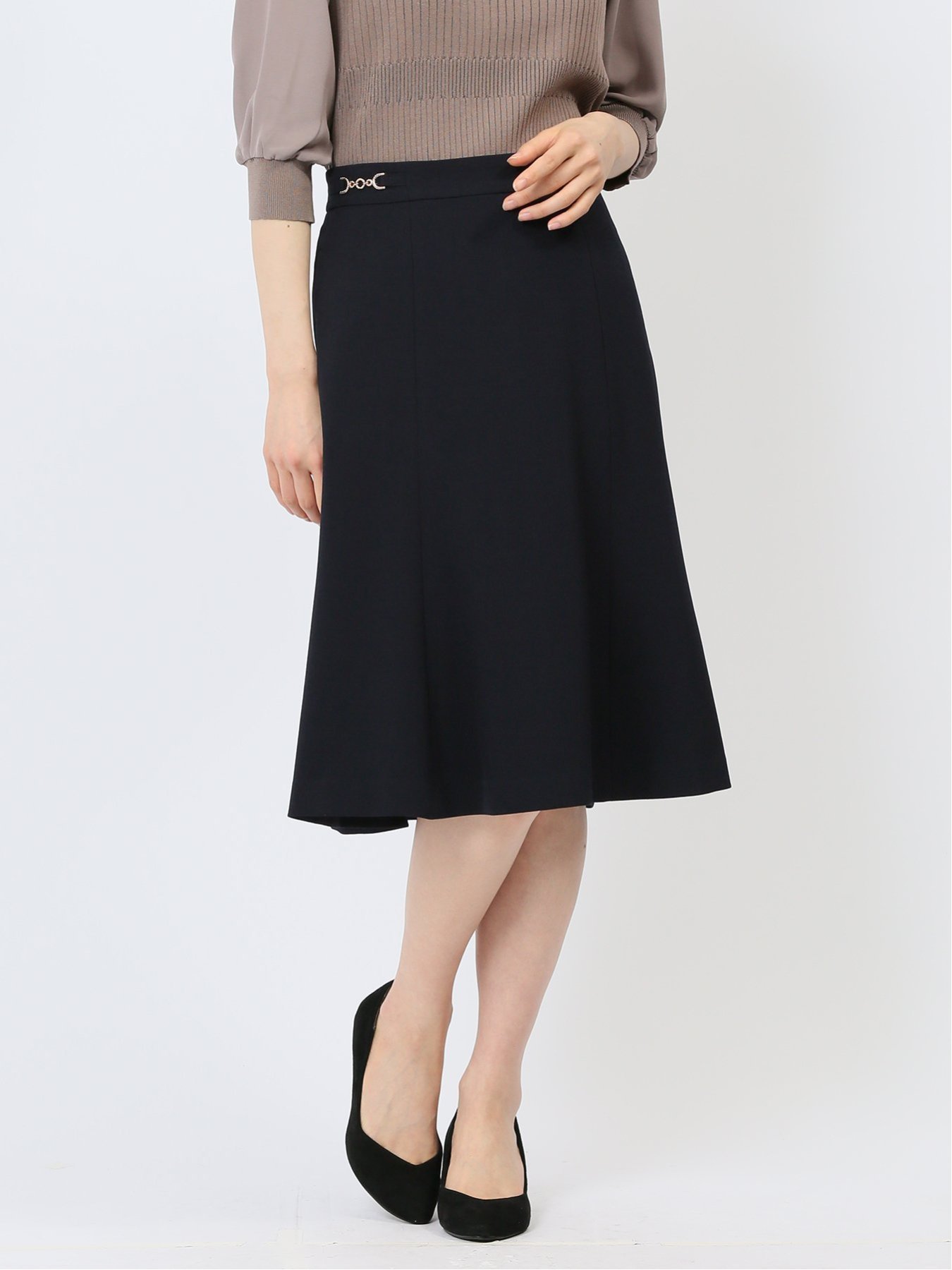 m.f.editorial ストレッチウォッシャブル Aラインスカート 紺(セットアップ可能) タカキュー スーツ・フォーマル スーツスカート ネイビー【送料無料】