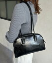 Thevon. ロングハンドルボストンバッグ ゼヴォン バッグ ボストンバッグ ブラック ブラウン シルバー【送料無料】