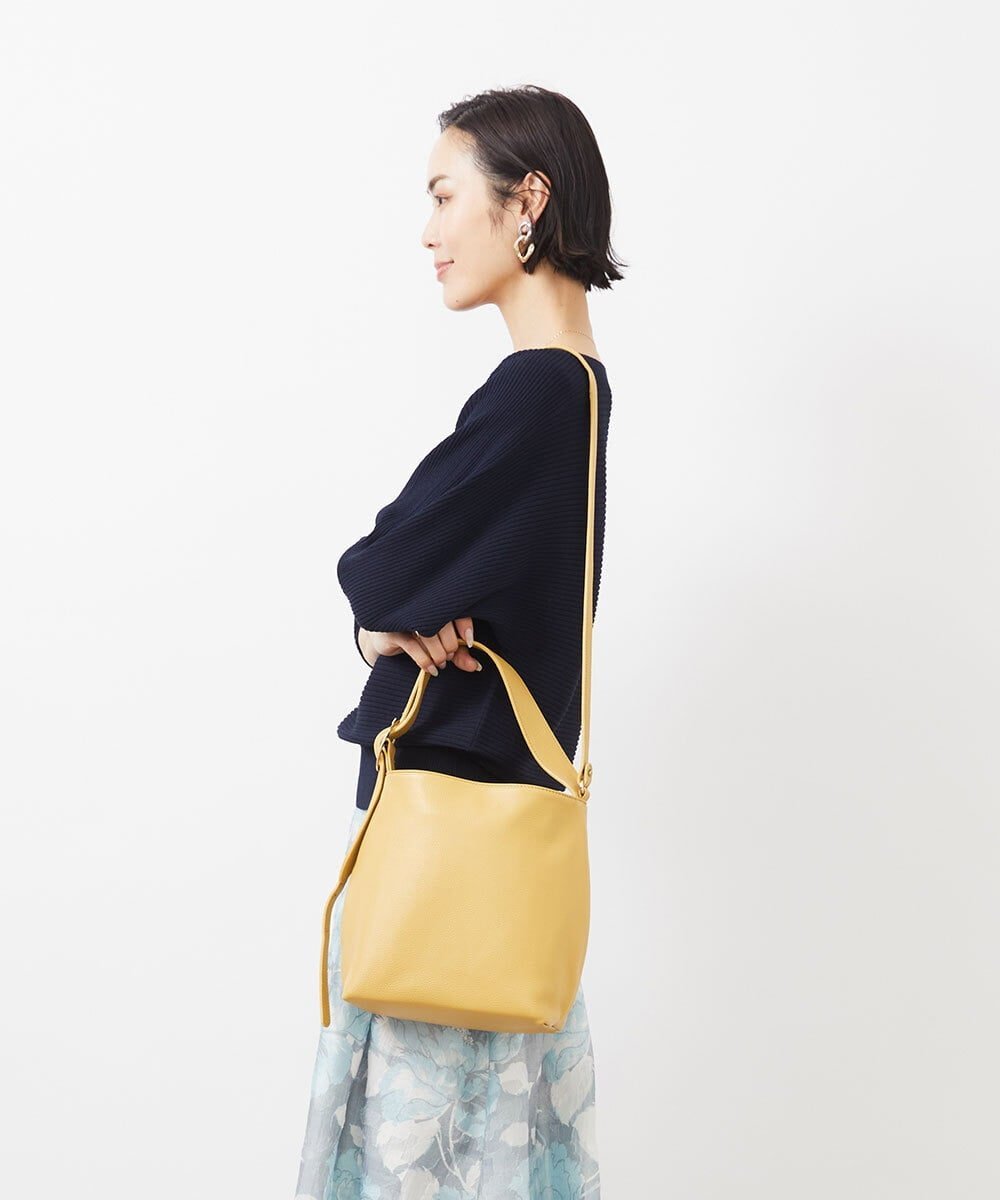MK MICHEL KLEIN BAG [2WAY]型押し牛革ワンハンドルバッグ エムケーミッシェルクランバック バッグ ショルダーバッグ ブラック イエロー パープル