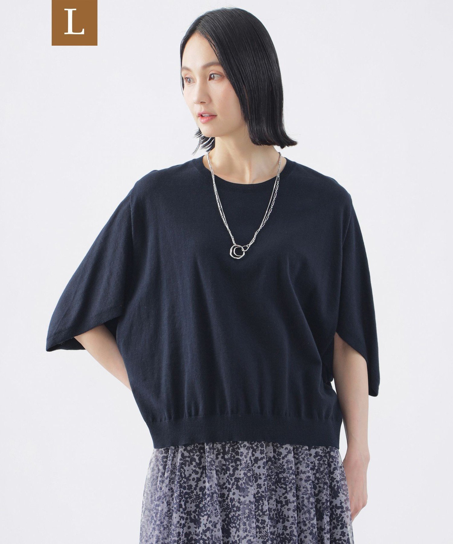 【SALE／28%OFF】TRANS WORK 【L】【ウォッシャブル】コットンギマクルーネックニット サンヨー エルサイズ トップス ニット イエロー ブルー ネイビー【送料無料】