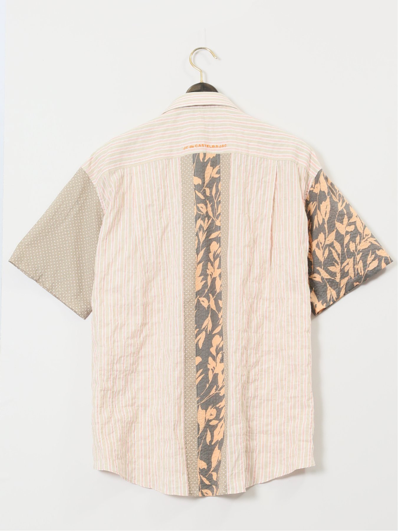 【SALE／10%OFF】GRAND-BACK 【大きいサイズ】カステルバジャック/CASTELBAJAC ストレッチ 異素材切替 半袖シャツ タカキュー トップス シャツ・ブラウス ネイビー ベージュ【送料無料】