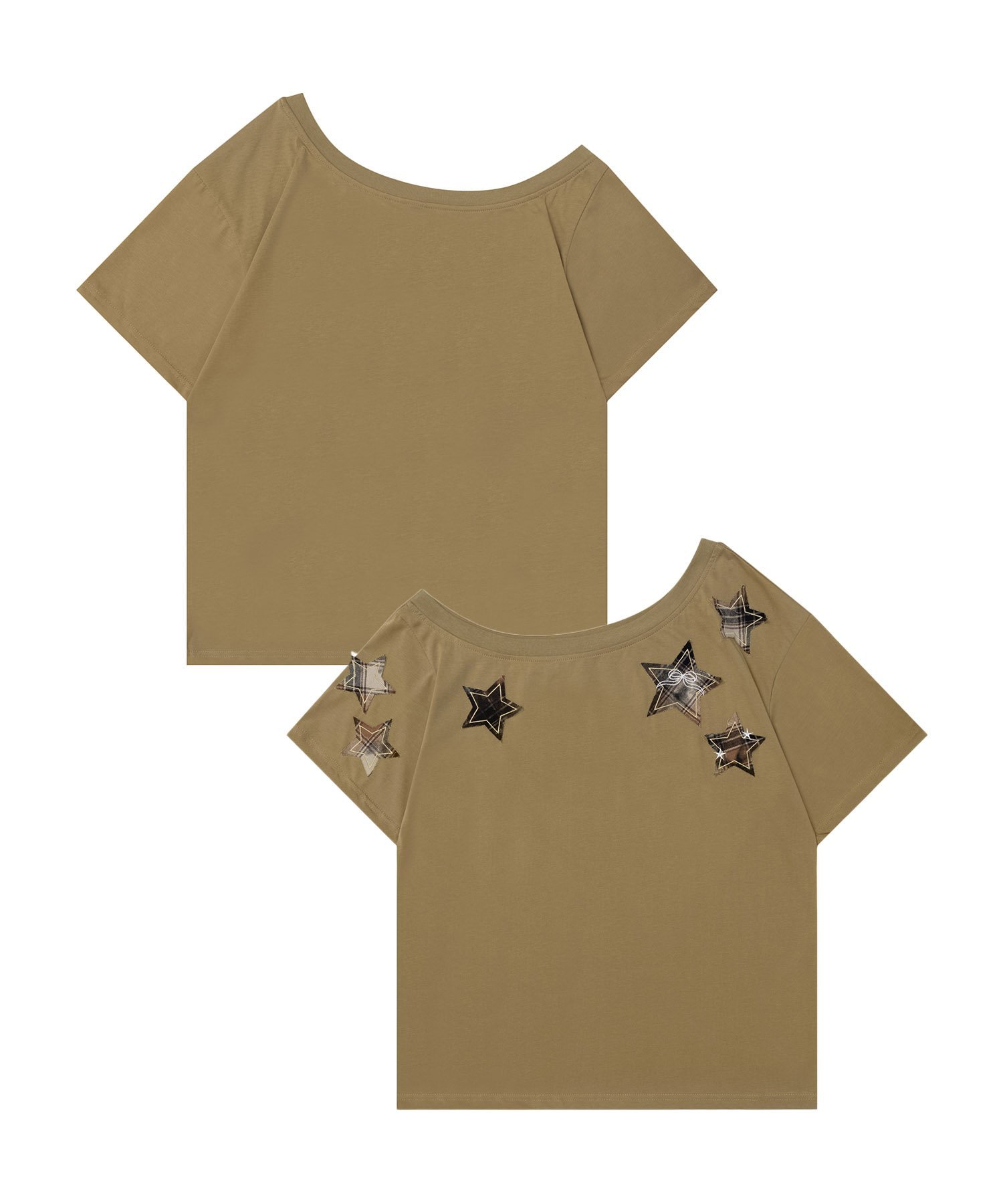 【SALE／20%OFF】HOOK 【HOOK】for girls チェックリボンスカーフ付きスターTシャツ アイモハ トップス カットソー・Tシャツ ブラック ベージュ