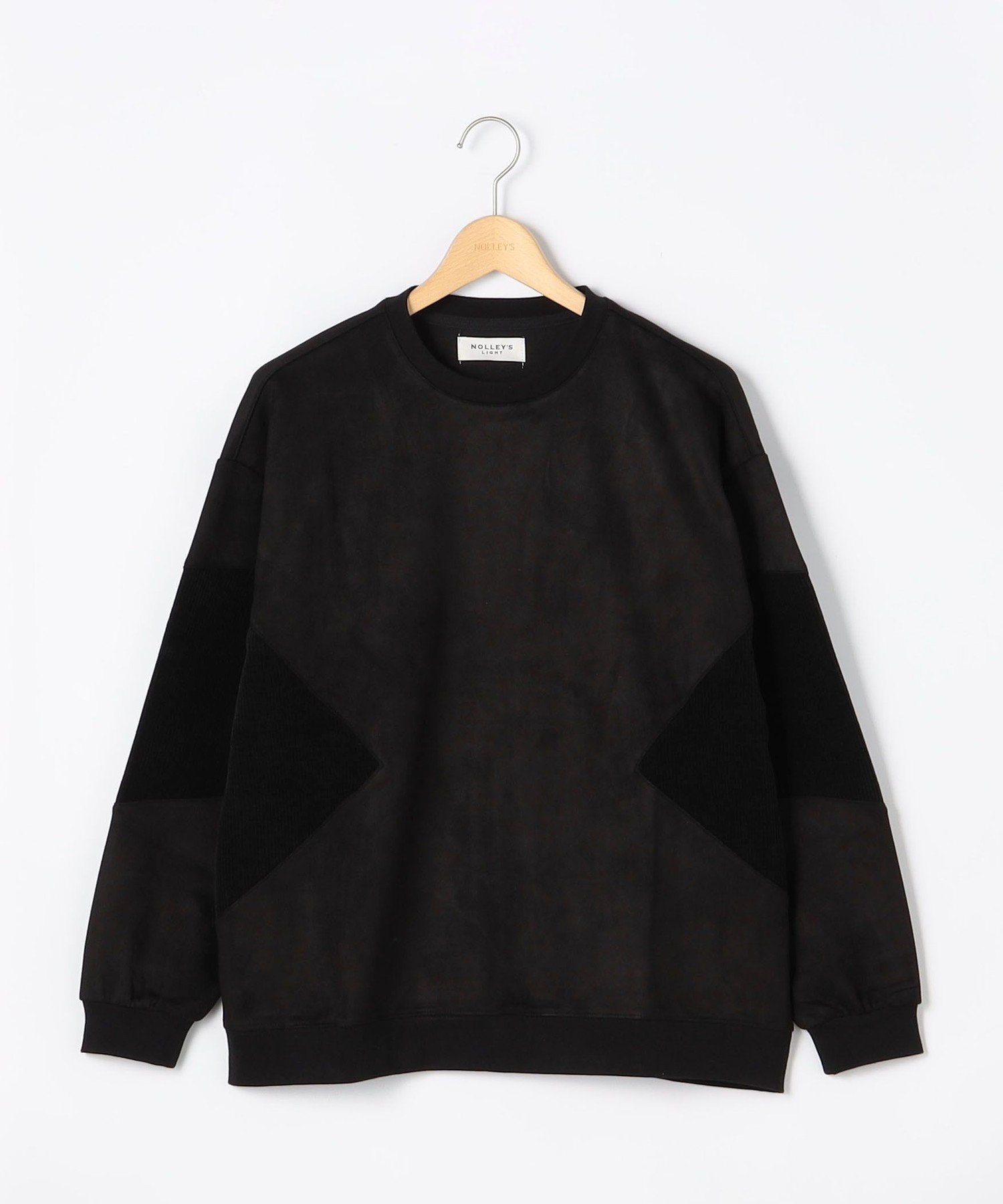 【SALE／40%OFF】NOLLEY'S LIGHT スエードポンチ×コール切替 クルーネックプルオーバー ノーリーズ トップス カットソー・Tシャツ ブラック ベージュ【送料無料】