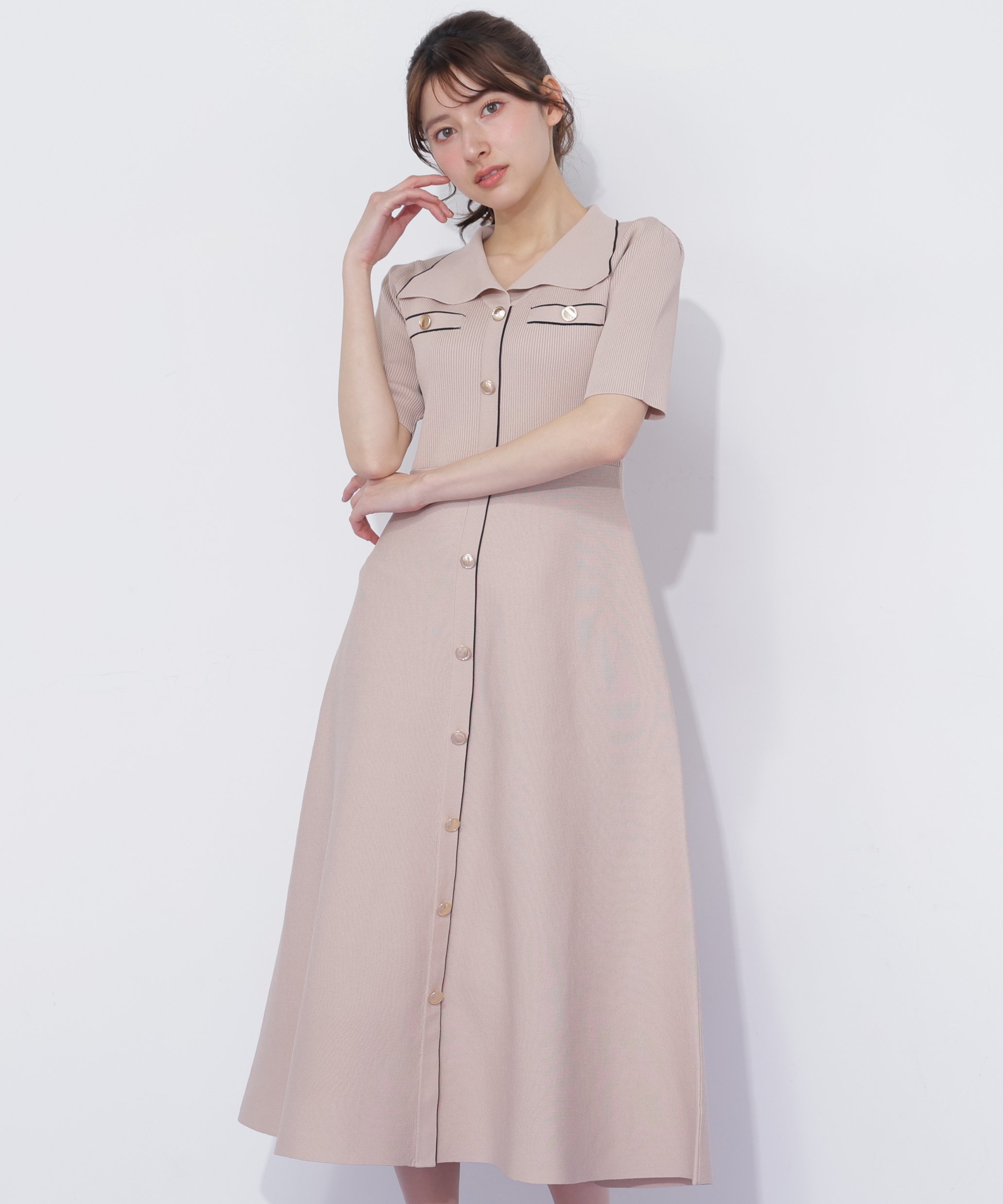 JILL by JILL STUART 開襟配色ニットワンピース ジル バイ ジル スチュアート ワンピース・ドレス ワンピース ブルー ホワイト ピンク