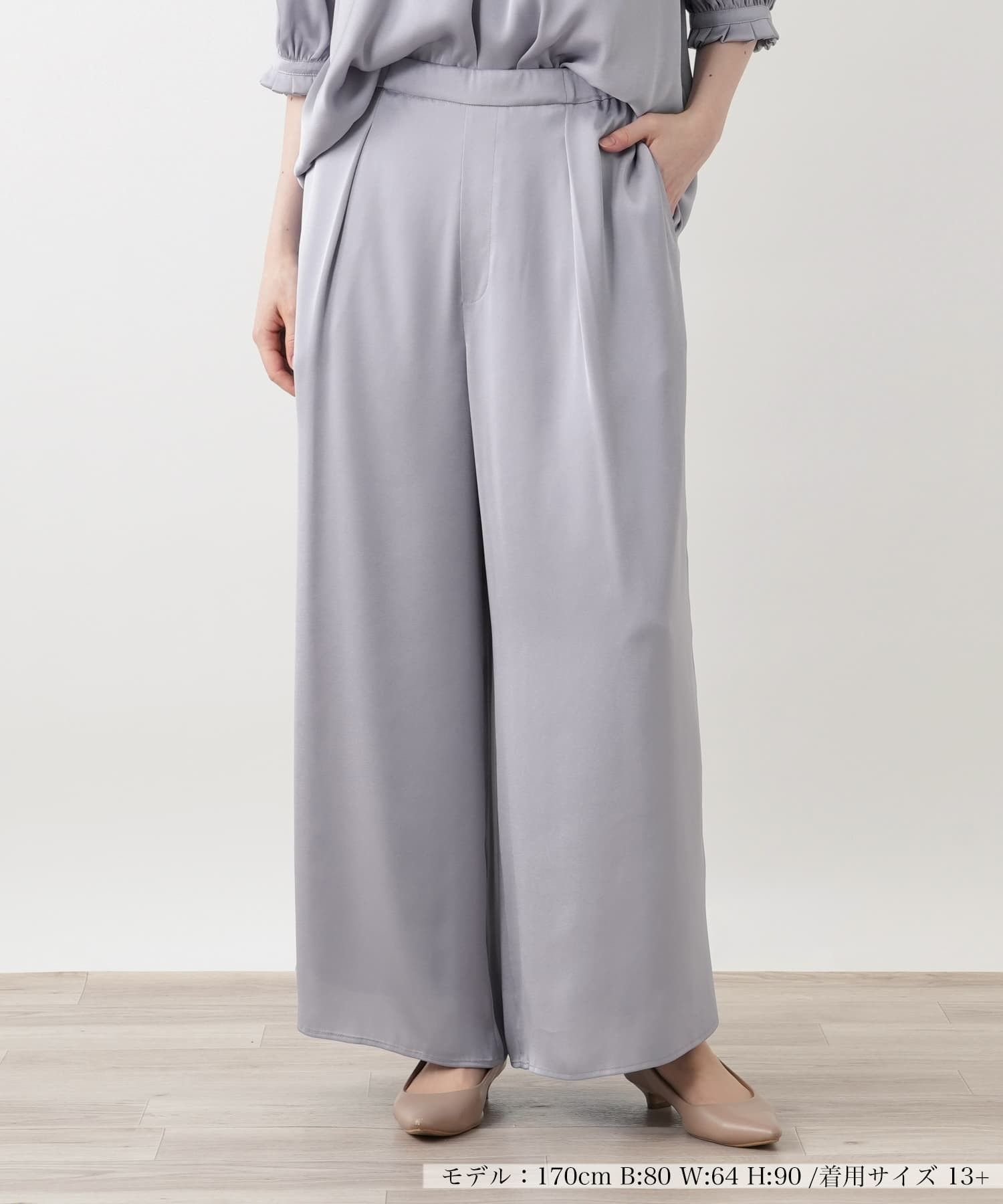 Leilian PLUS HOUSE ワイドパンツ【BOURGE】 レリアン プラスハウス パンツ その他のパンツ ネイビー