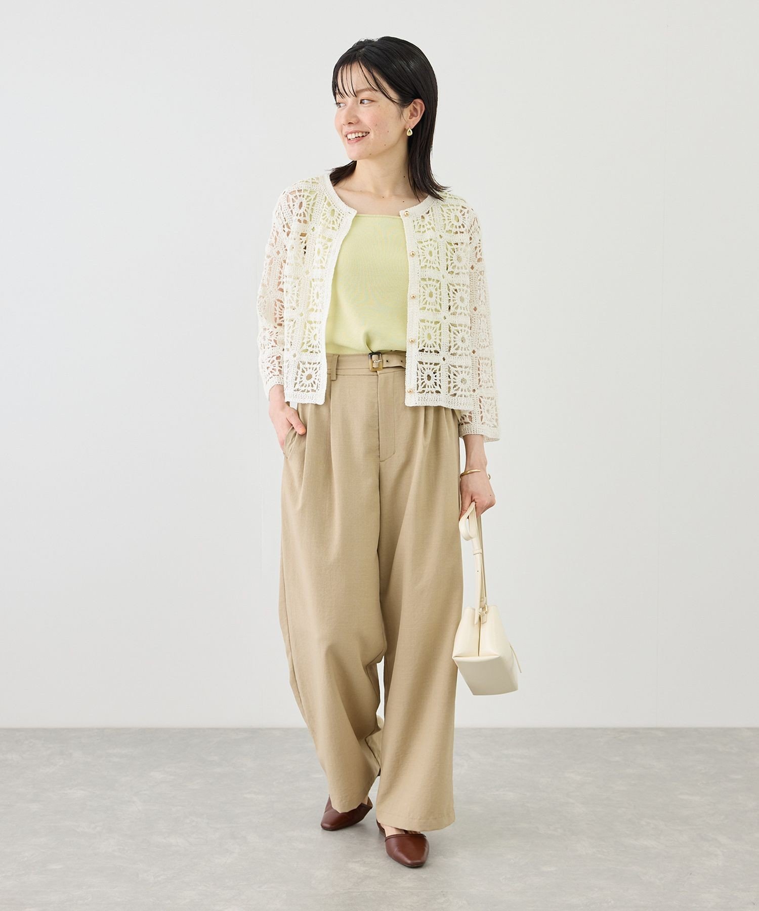 【SALE／40%OFF】ROPE' PICNIC クロシェニットカーディガン ロペピクニック トップス カーディガン ベージュ ブラウン【送料無料】 stylife-15693979 Rakuten Fashion サンプル画像3