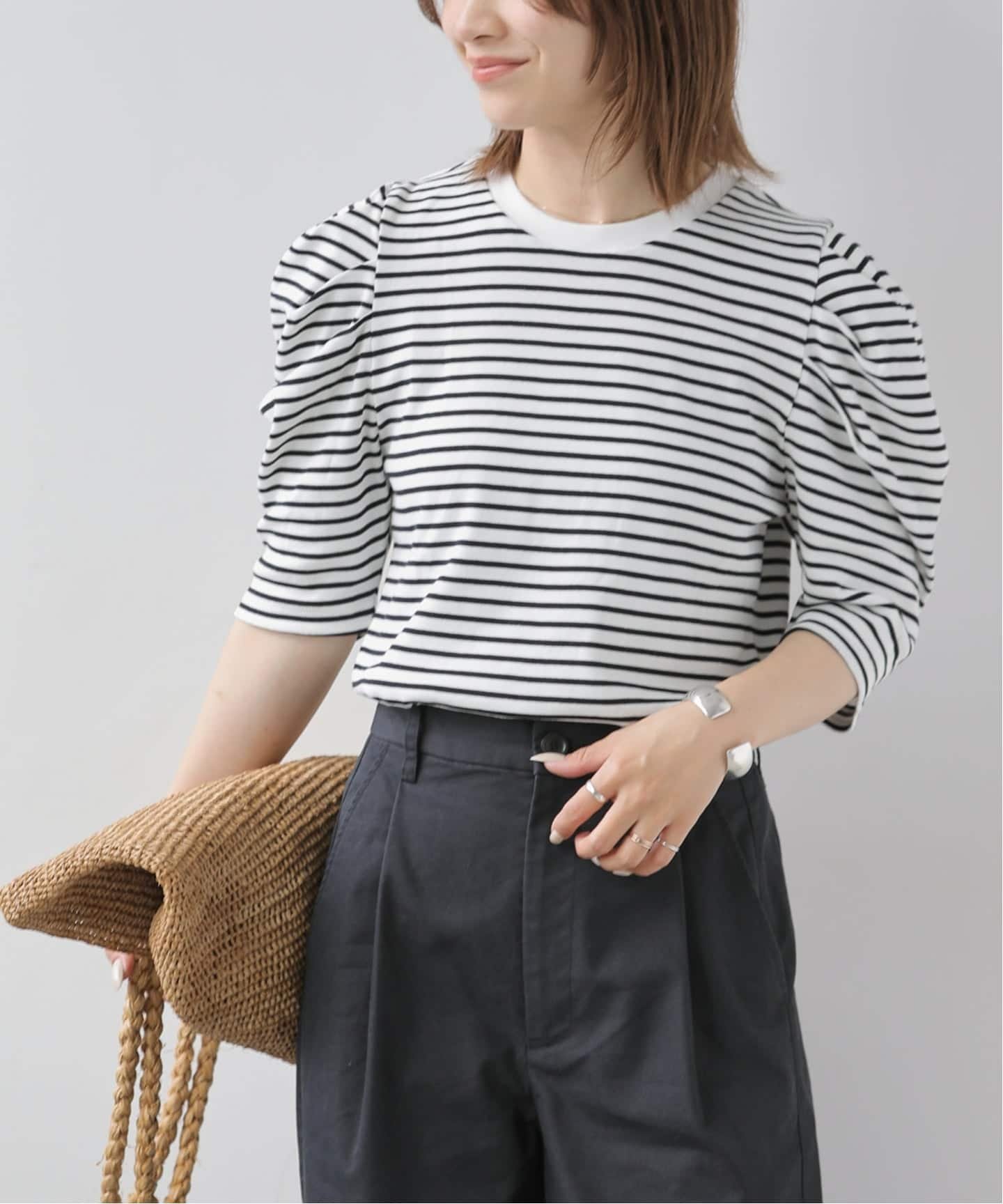 JOURNAL STANDARD relume 《WEB限定追加4》スリーブコンシャスプルオーバー ジャーナル スタンダード レリューム トップス カットソー・Tシャツ ホワイト ブラック