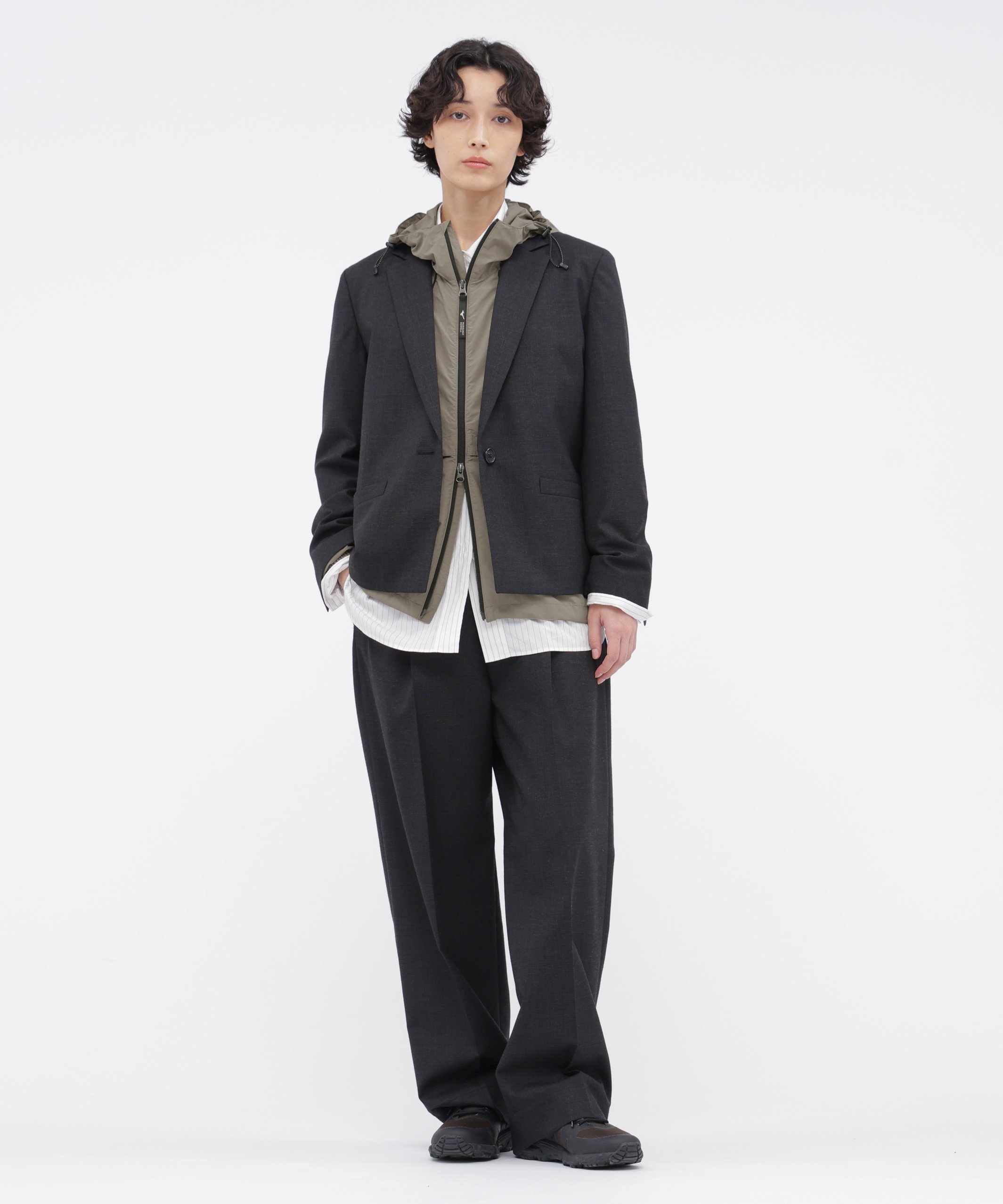 MARGARET HOWELL MUTED WOOL CHECK JACKET マーガレット・ハウエル ジャケット・アウター その他のジャケット・アウター グレー