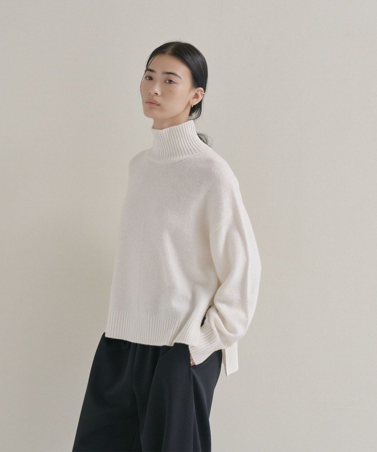 cloenc Relaxy Rich カシミヤ混 ハイネックニット【美フォルム】 クロエンス トップス ニット ベージュ ホワイト レッド ピンク