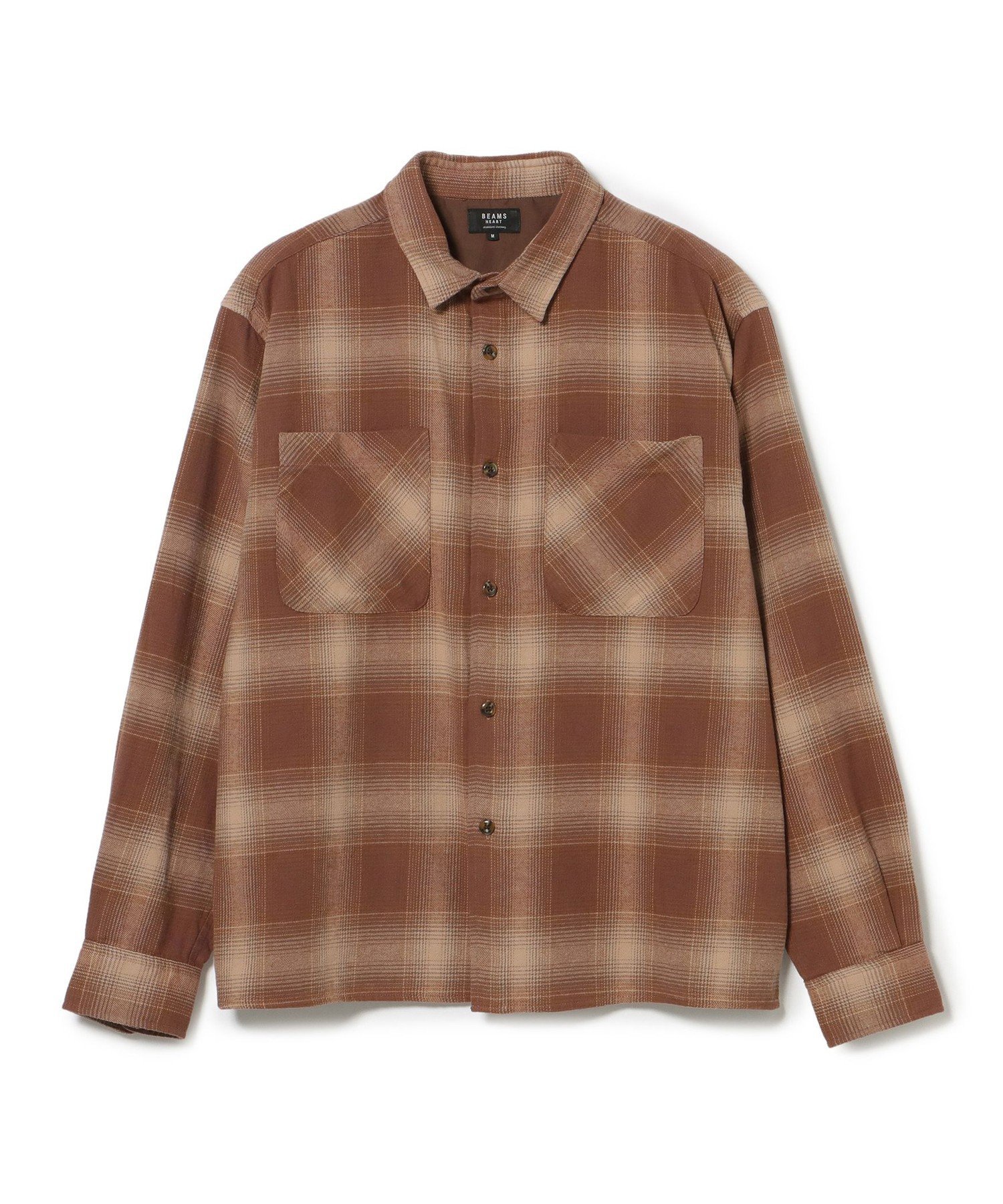 BEAMS HEART MEN オンブレチェック レギュラーカラーシャツ ビームス ハート トップス シャツ・ブラウス ブラウン ネイビー【送料無料】