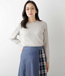 NEWYORKER WOMEN L-SIZE 【L】コンパクトギザコットン ランダムケーブルクルーネックプルオーバー ニューヨーカー エルサイズ トップス ニット グレー レッド グリーン ネイビー【送料無料】