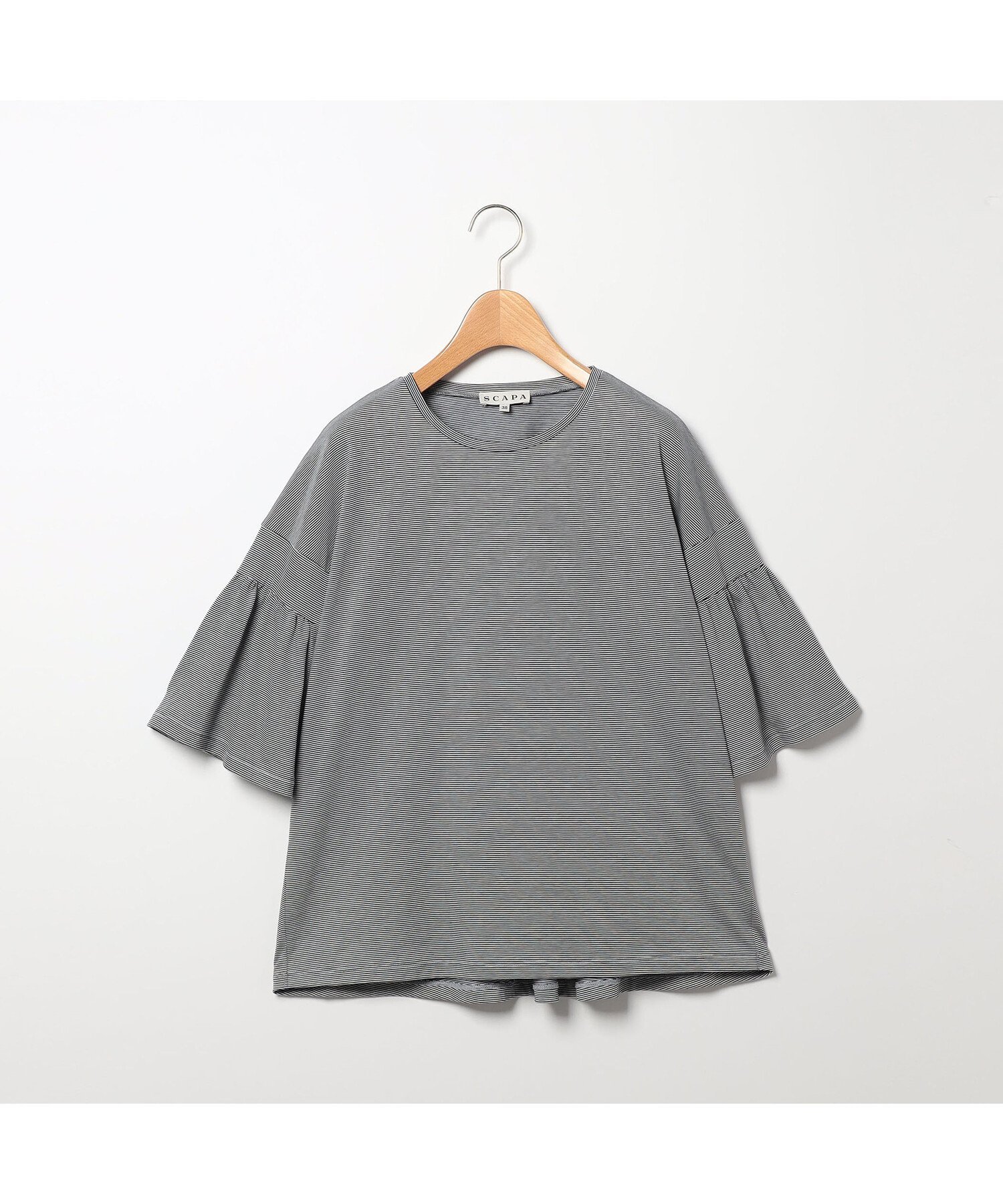 SCAPA コンパクトボーダーカットソー スキャパ トップス カットソー・Tシャツ グリーン ネイビー