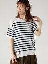 【SALE/60%OFF】Lugnoncure 【接触冷感】無地/ボーダー半袖ニット テチチ トップス ニット ベージュ ネイビー グリーン ホワイト ブラック
