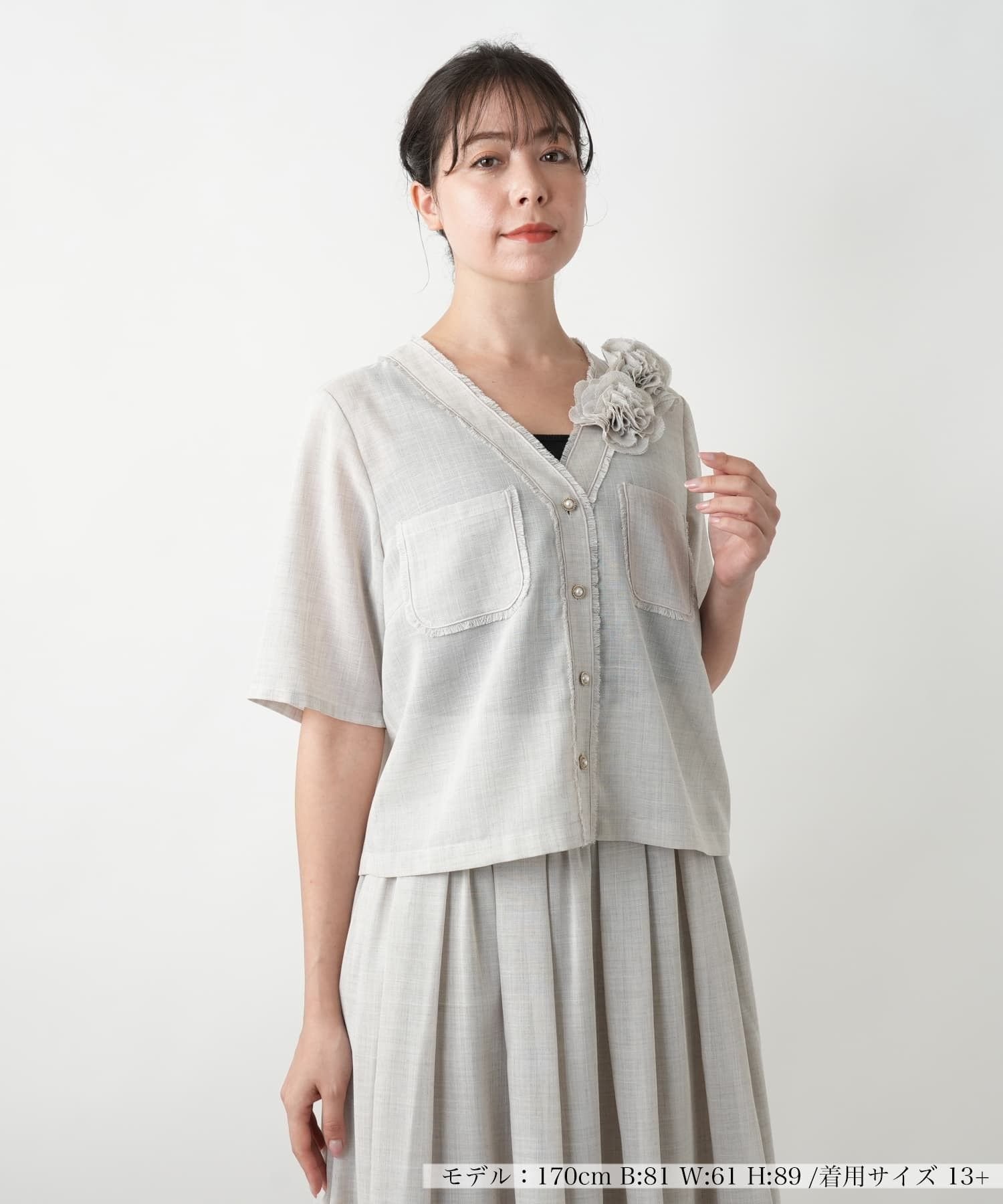 Leilian PLUS HOUSE ノーカラージャケット【BOURGE】 レリアン プラスハウス ジャケット・アウター テーラードジャケット・ブレザー ベージュ