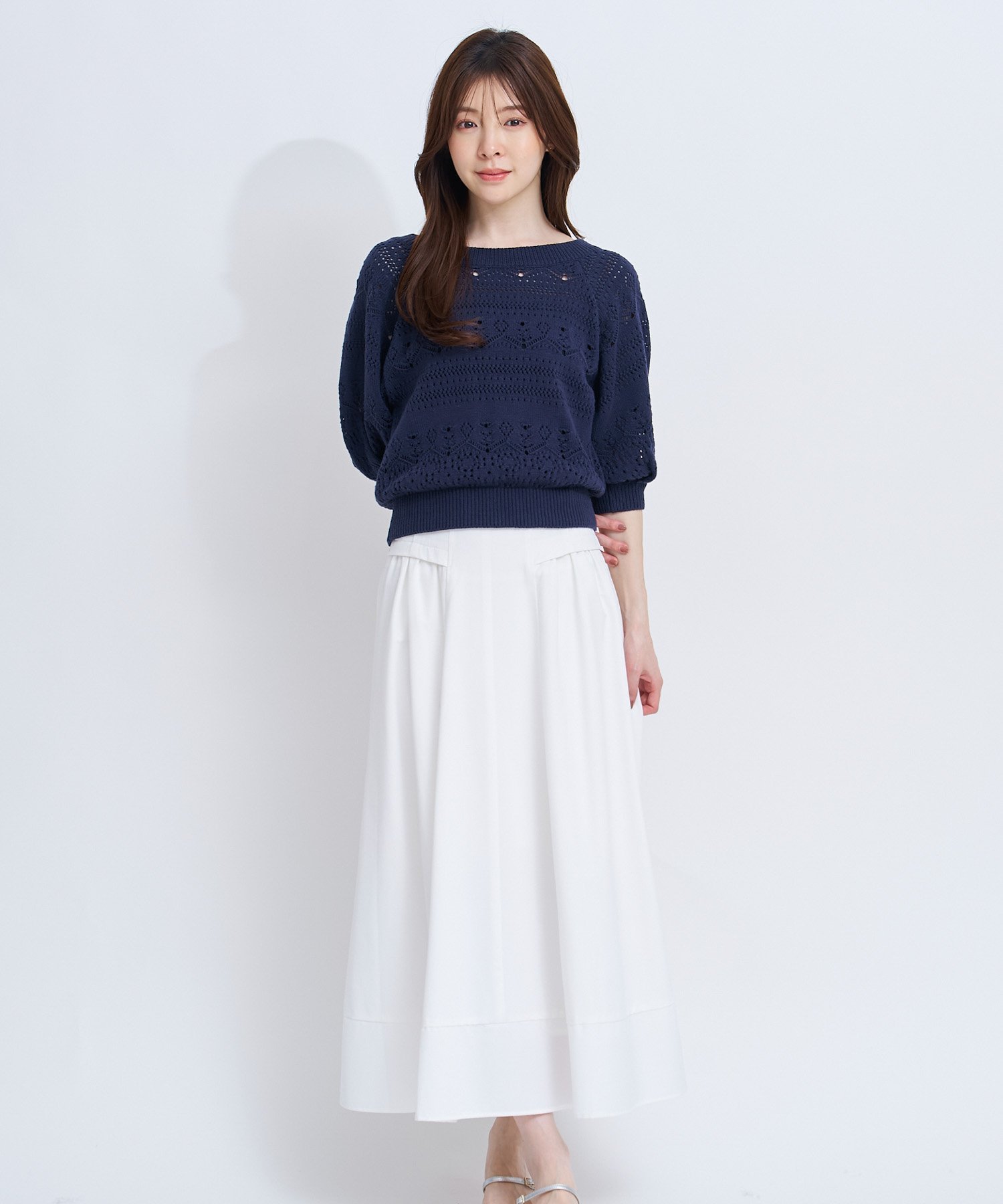 【SALE／60%OFF】Noela ハイウエストデザインスカート ノエラ スカート ロング・マキシスカート ホワイト カーキグリーン ベージュ【送料無料】