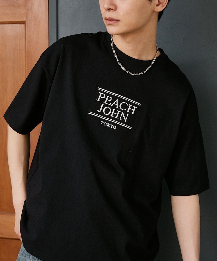 PEACH JOHN フロント ロゴ 刺繍 Tシャツ 限定展開 フリークスストア トップス カットソー・Tシャツ ネイビー ホワイト ブラック
