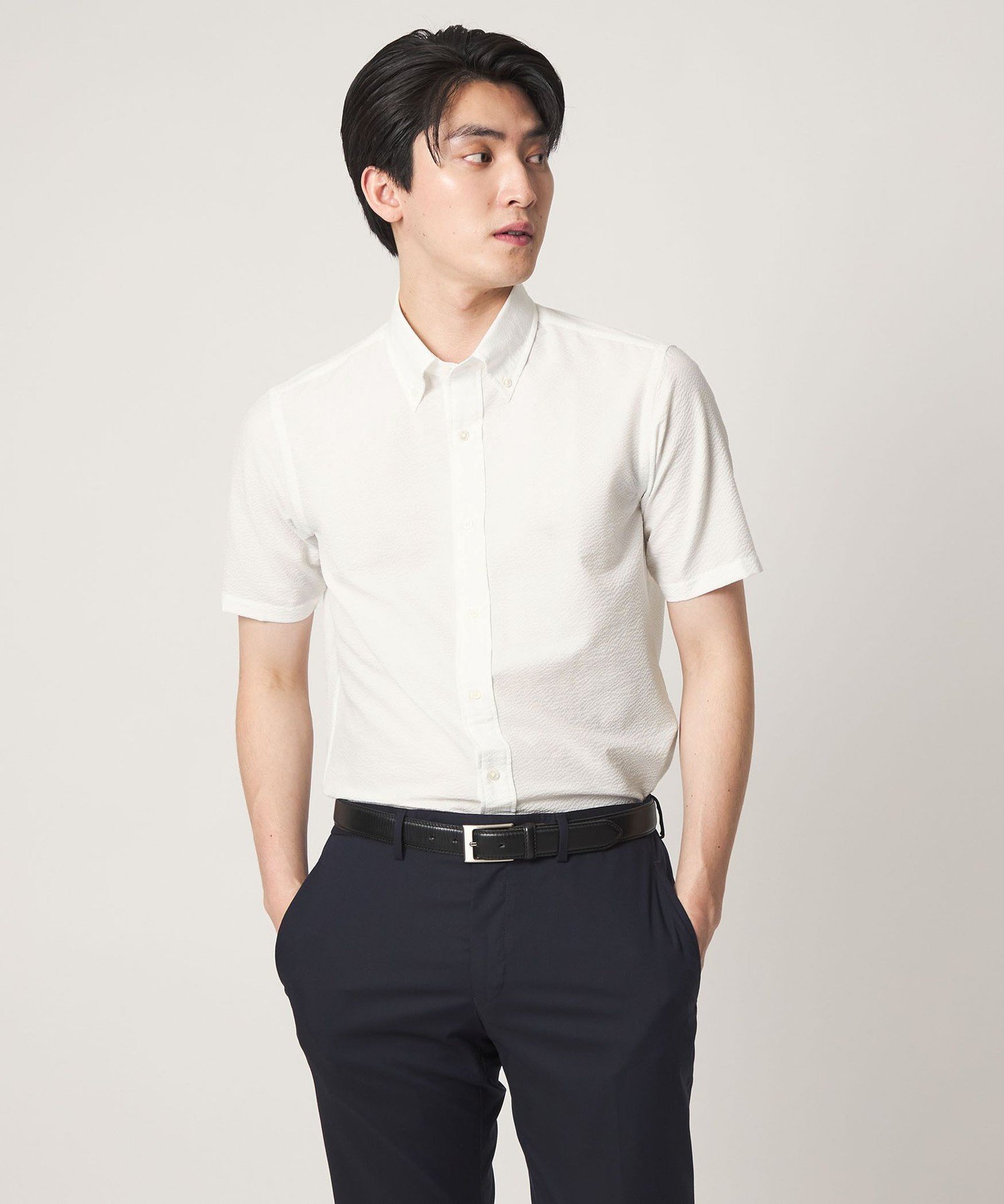 Dot Air(R) チェック サッカー ボタンダウン シャツ-ストレッチ-＜A DAY IN THE LIFE＞ ユナイテッドアローズ アウトレット トップス シャツ・ブラウス ネイビー ホワイト
