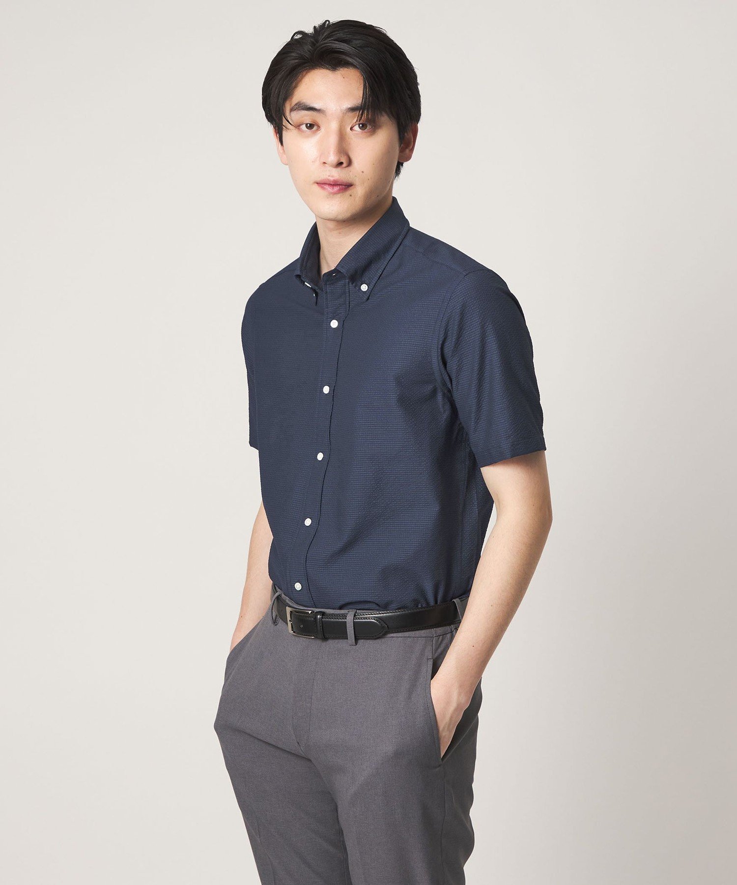 【SALE／30%OFF】a day in the life Dot Air(R) チェック サッカー ボタンダウン シャツ-ストレッチ-＜A DAY IN THE LIFE＞ ユナイテッドアローズ アウトレット トップス シャツ・ブラウス ネイビー ホワイト【送料無料】